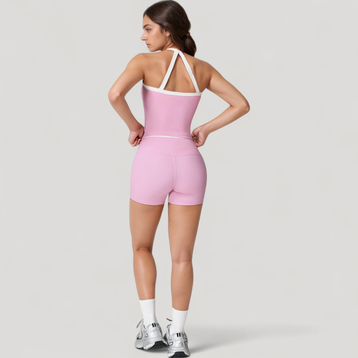 High Waist Athletic Shorts with Stretch Fabric and Contour Fit Waistband