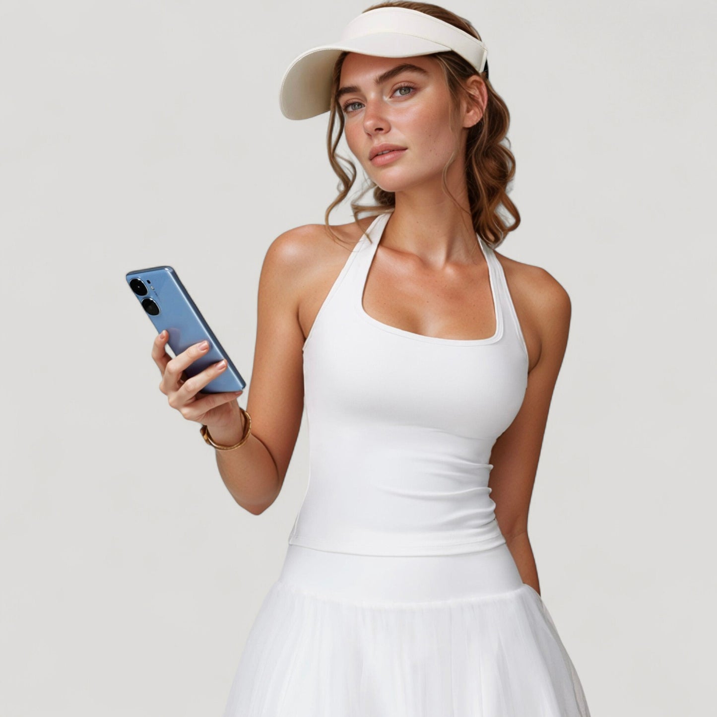 Square Neck Active Tank Top with Built-In Bra and Racerback Design for Comfort and Movement