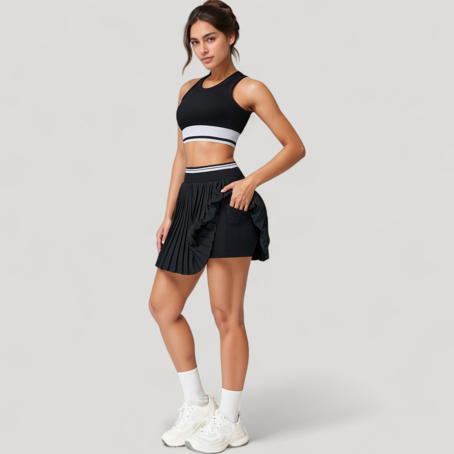 Pleated Tennis Skirt with Built-In Shorts and Side Pocket for Sporty Style and Functional Movement
