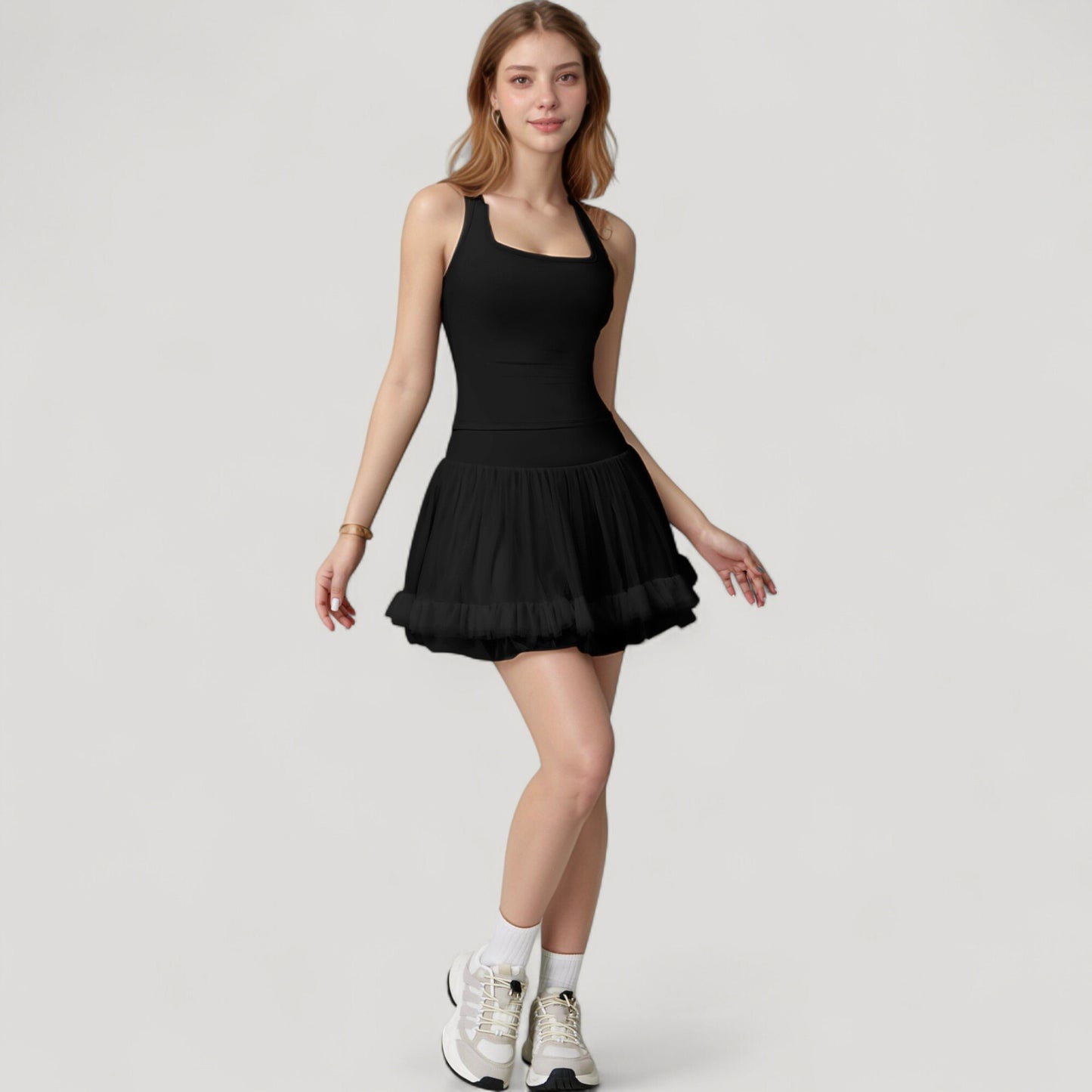 Tulle Mini Skirt with Soft Lining and Layered Ruffle Hem for a Whimsical Ballet-Inspired Look
