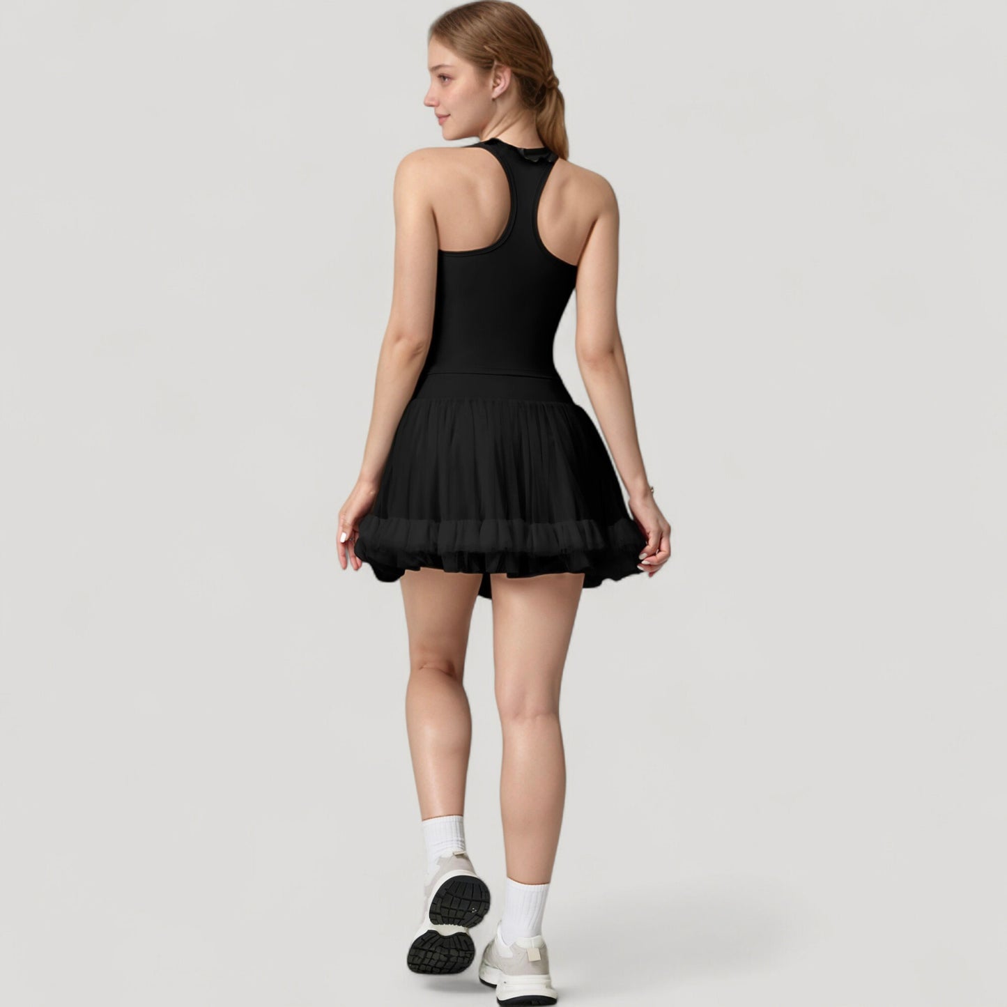 Tulle Mini Skirt with Soft Lining and Layered Ruffle Hem for a Whimsical Ballet-Inspired Look