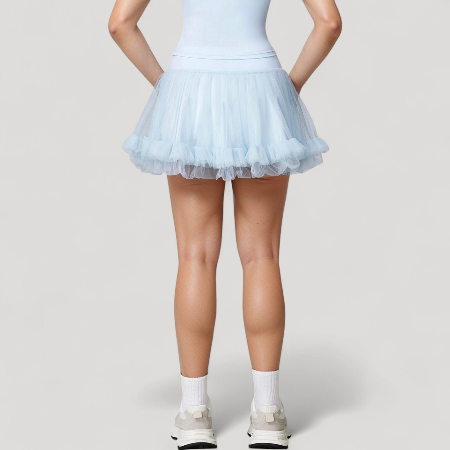 Tulle Mini Skirt with Soft Lining and Layered Ruffle Hem for a Whimsical Ballet-Inspired Look