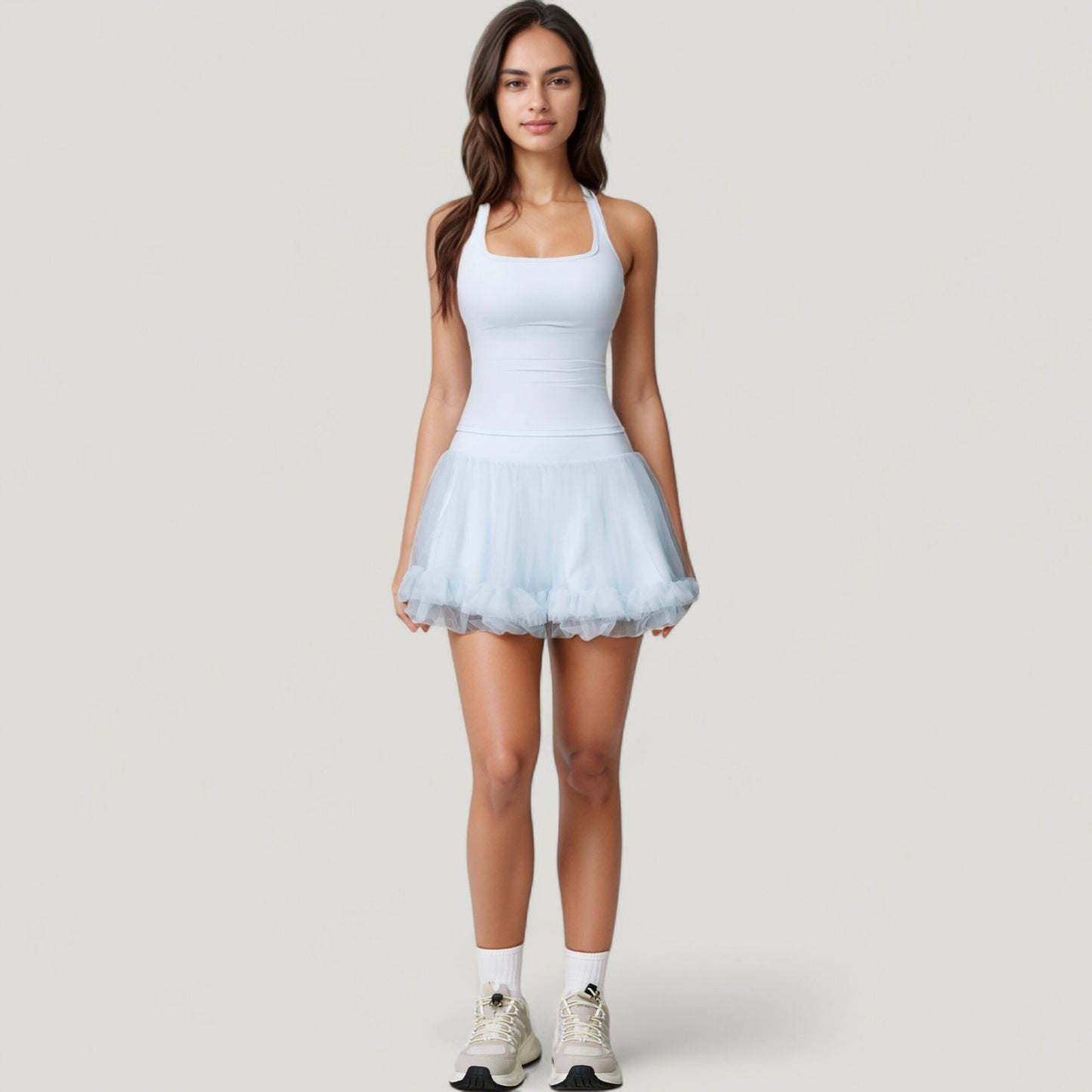 Tulle Mini Skirt with Soft Lining and Layered Ruffle Hem for a Whimsical Ballet-Inspired Look