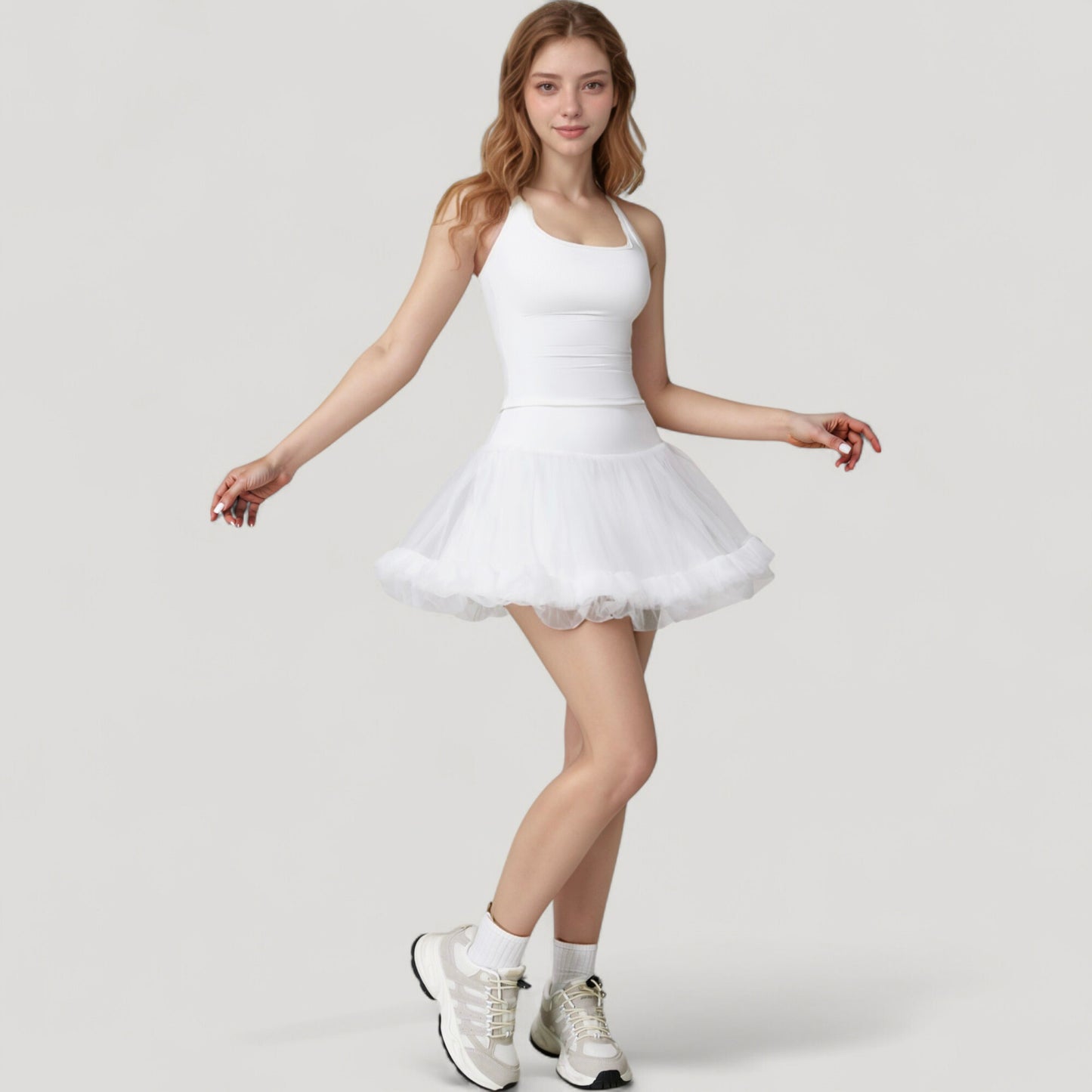 Tulle Mini Skirt with Soft Lining and Layered Ruffle Hem for a Whimsical Ballet-Inspired Look