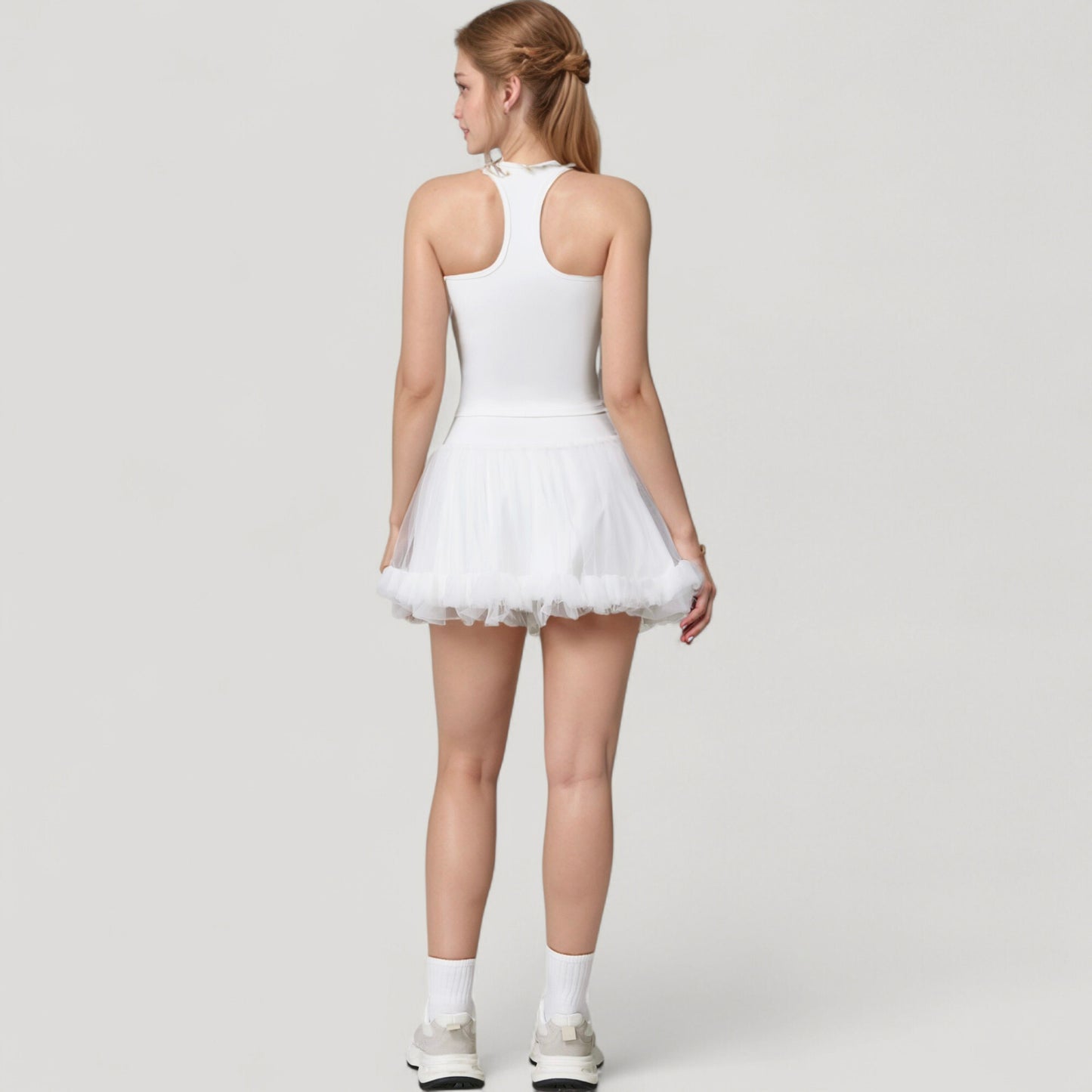 Tulle Mini Skirt with Soft Lining and Layered Ruffle Hem for a Whimsical Ballet-Inspired Look
