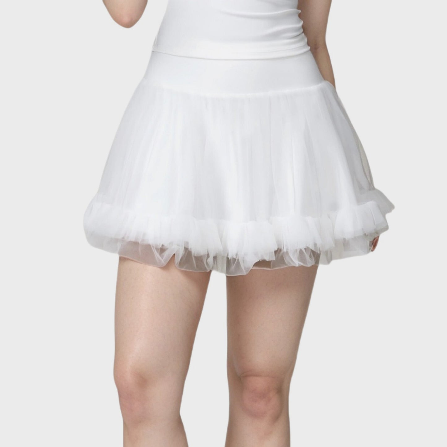 Tulle Mini Skirt with Soft Lining and Layered Ruffle Hem for a Whimsical Ballet-Inspired Look