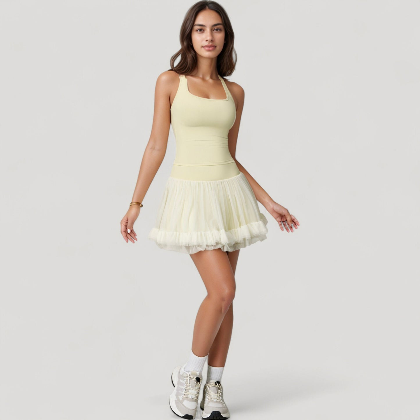 Tulle Mini Skirt with Soft Lining and Layered Ruffle Hem for a Whimsical Ballet-Inspired Look