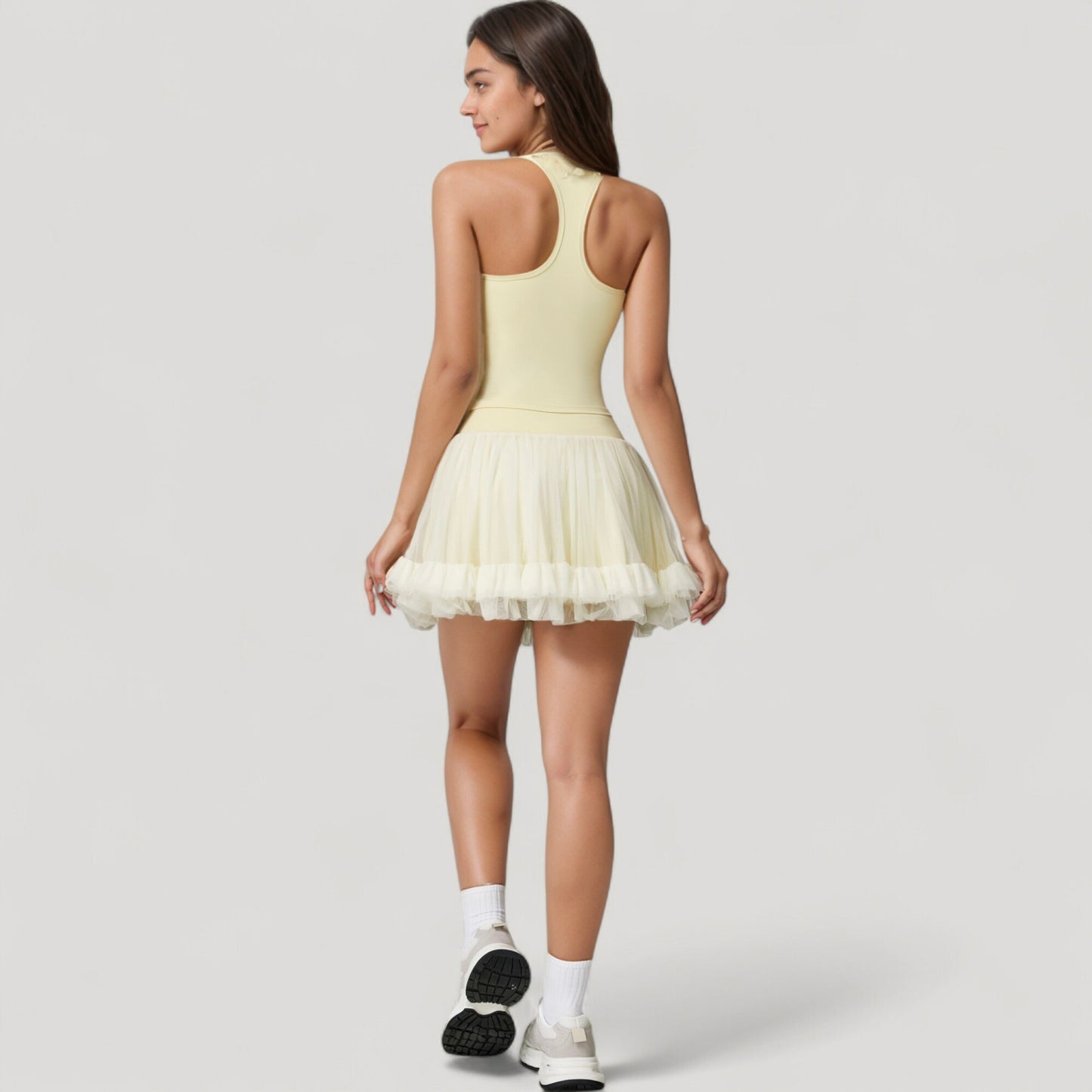 Tulle Mini Skirt with Soft Lining and Layered Ruffle Hem for a Whimsical Ballet-Inspired Look