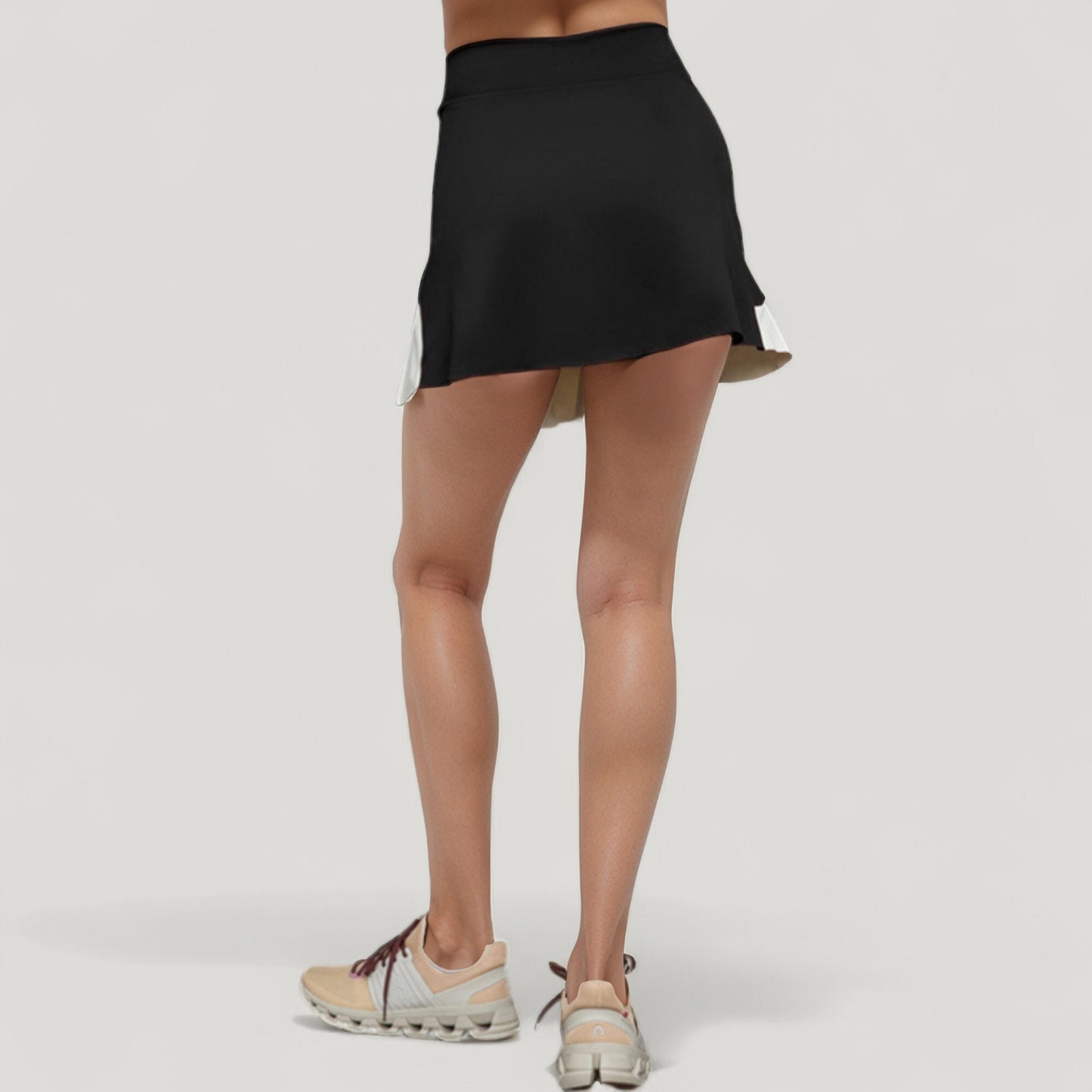 High Waist Colorblock Tennis Skirt with Sculpted Contrast Design and Flared Hem