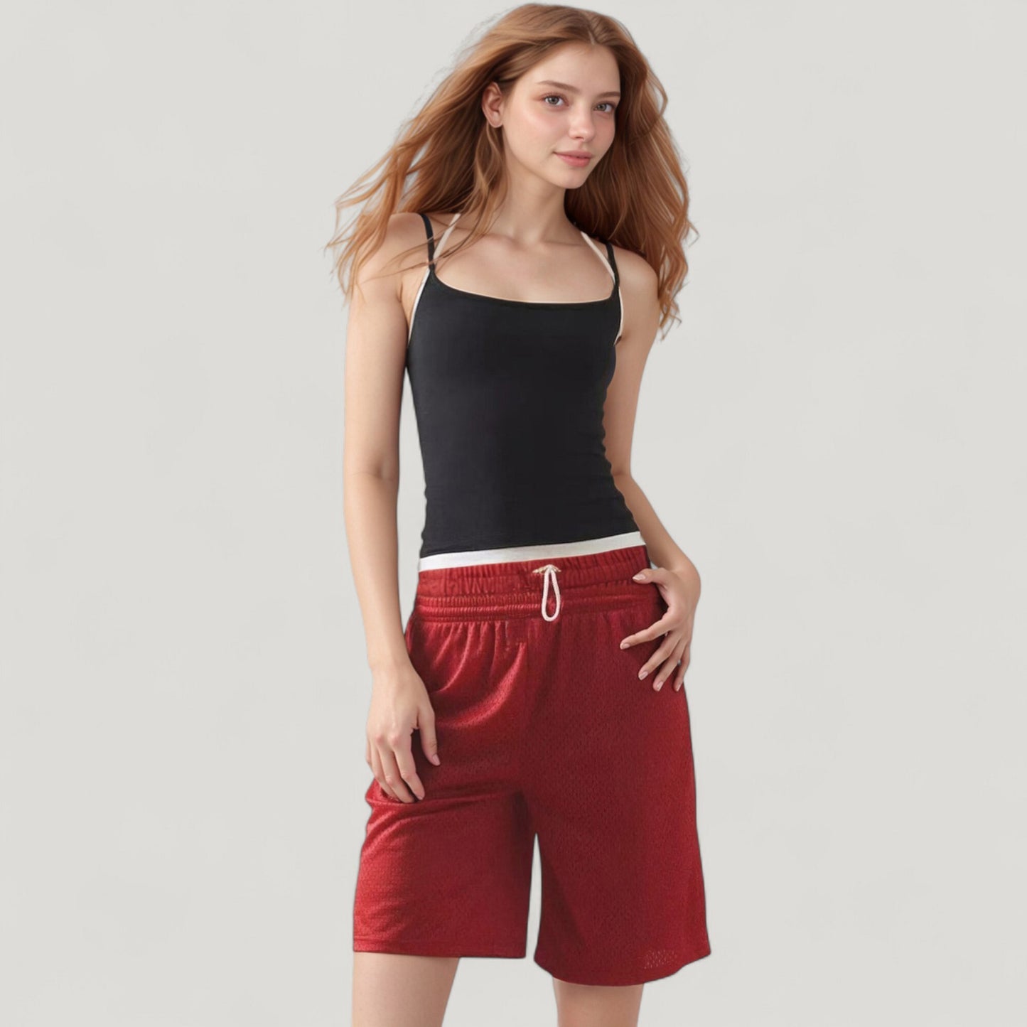 Contrast Trim Halter Tank Top with Fitted Silhouette and Double Strap Detail