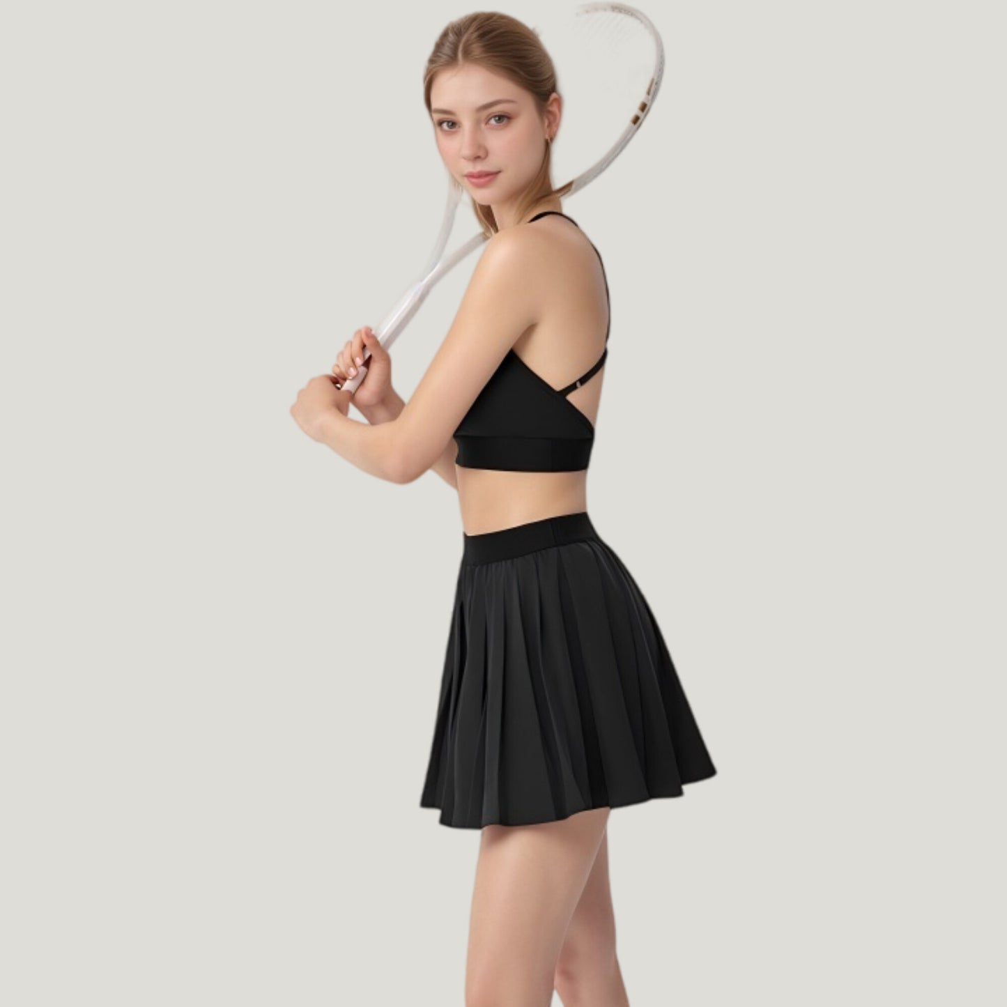 Strappy Sports Bra with Scoop Neck and Wide Underband for Light to Medium Support