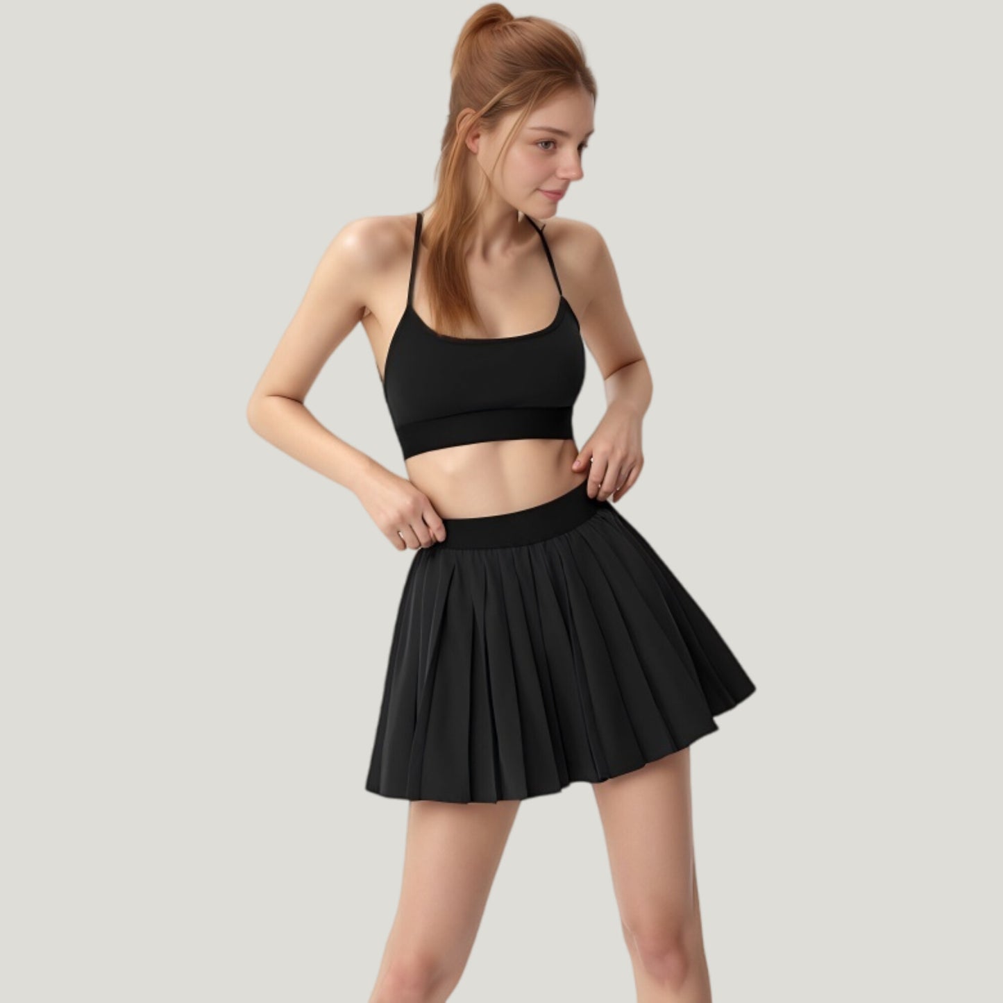 Strappy Sports Bra with Scoop Neck and Wide Underband for Light to Medium Support
