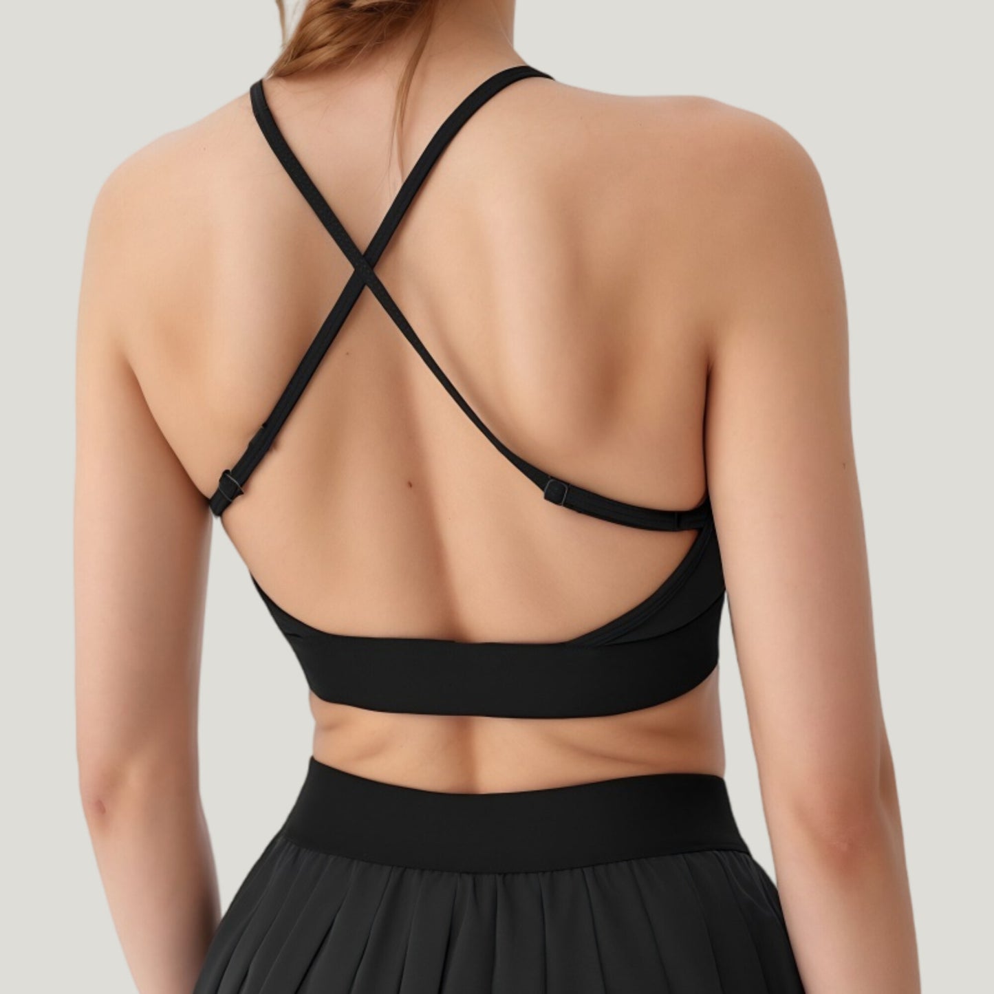 Strappy Sports Bra with Scoop Neck and Wide Underband for Light to Medium Support