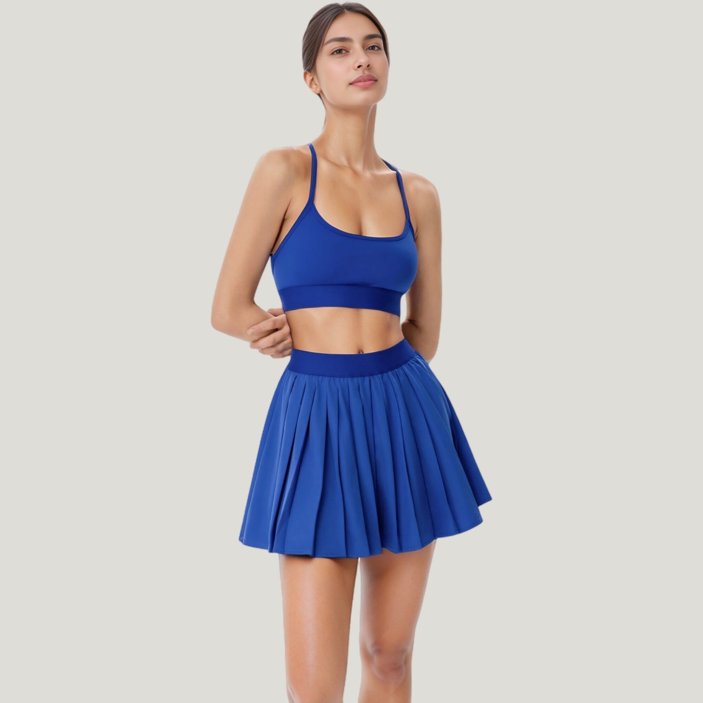 Strappy Sports Bra with Scoop Neck and Wide Underband for Light to Medium Support