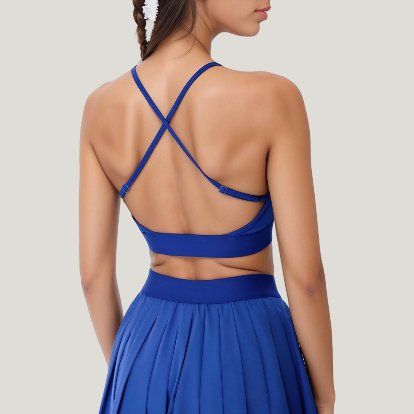 Strappy Sports Bra with Scoop Neck and Wide Underband for Light to Medium Support