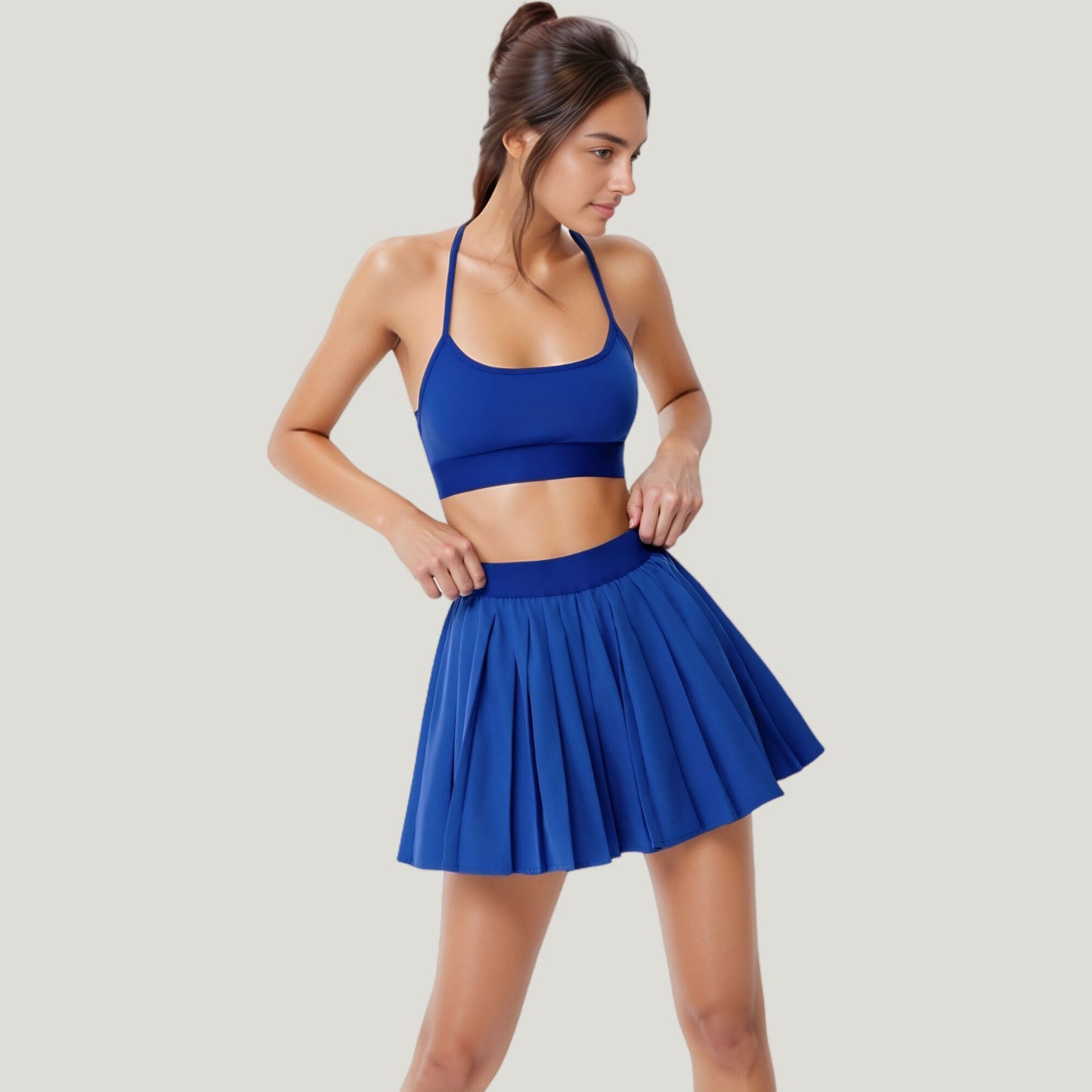 Strappy Sports Bra with Scoop Neck and Wide Underband for Light to Medium Support