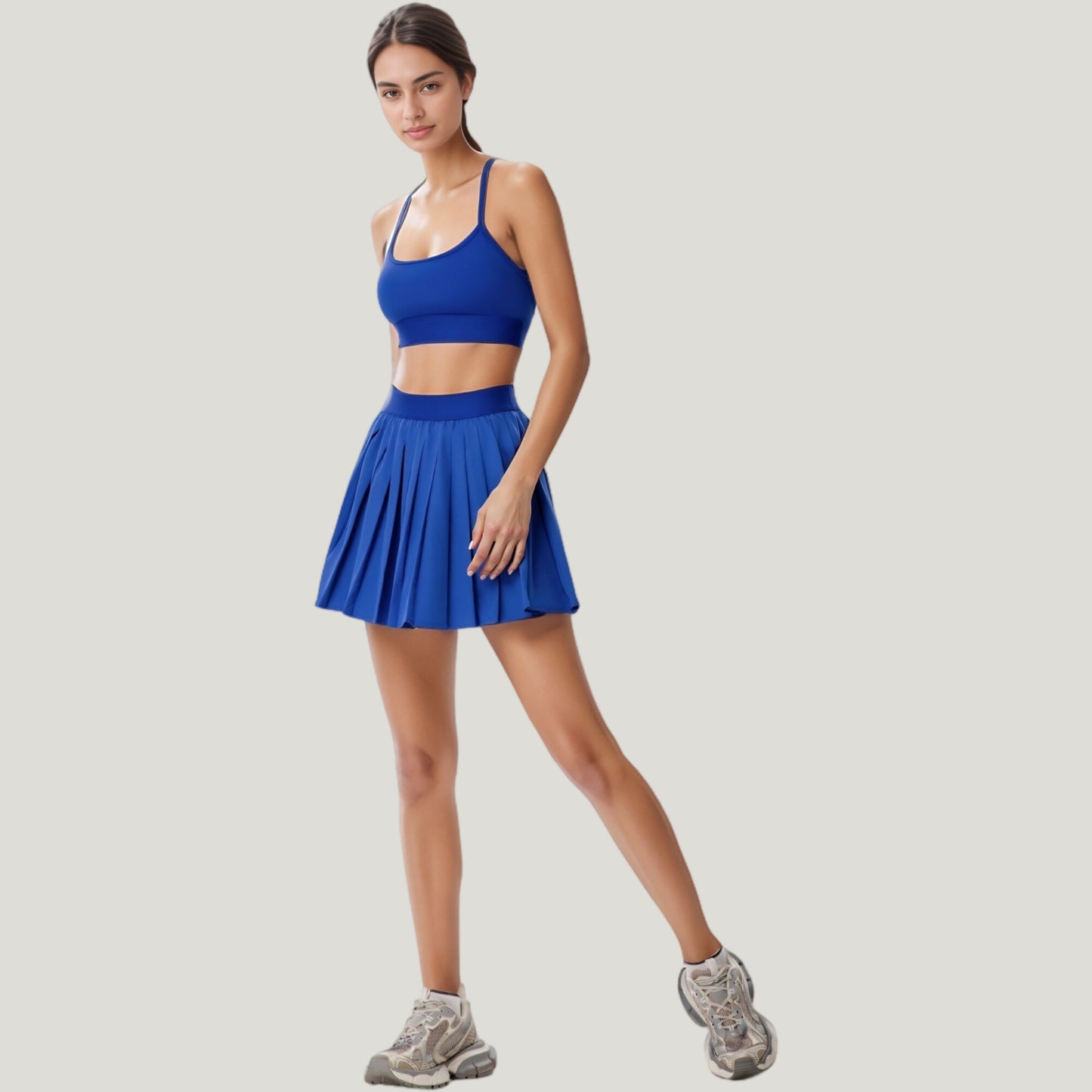 Strappy Sports Bra with Scoop Neck and Wide Underband for Light to Medium Support