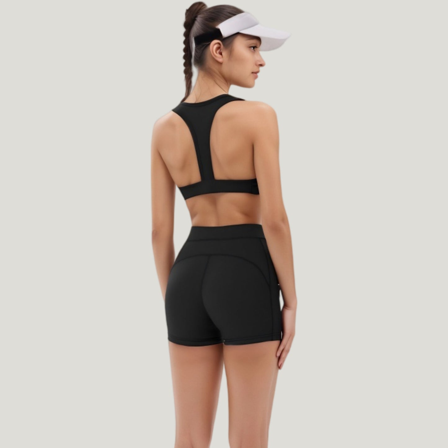 Scoop Neck Racerback Sports Bra with Wide Straps and Seamless Underbust Design