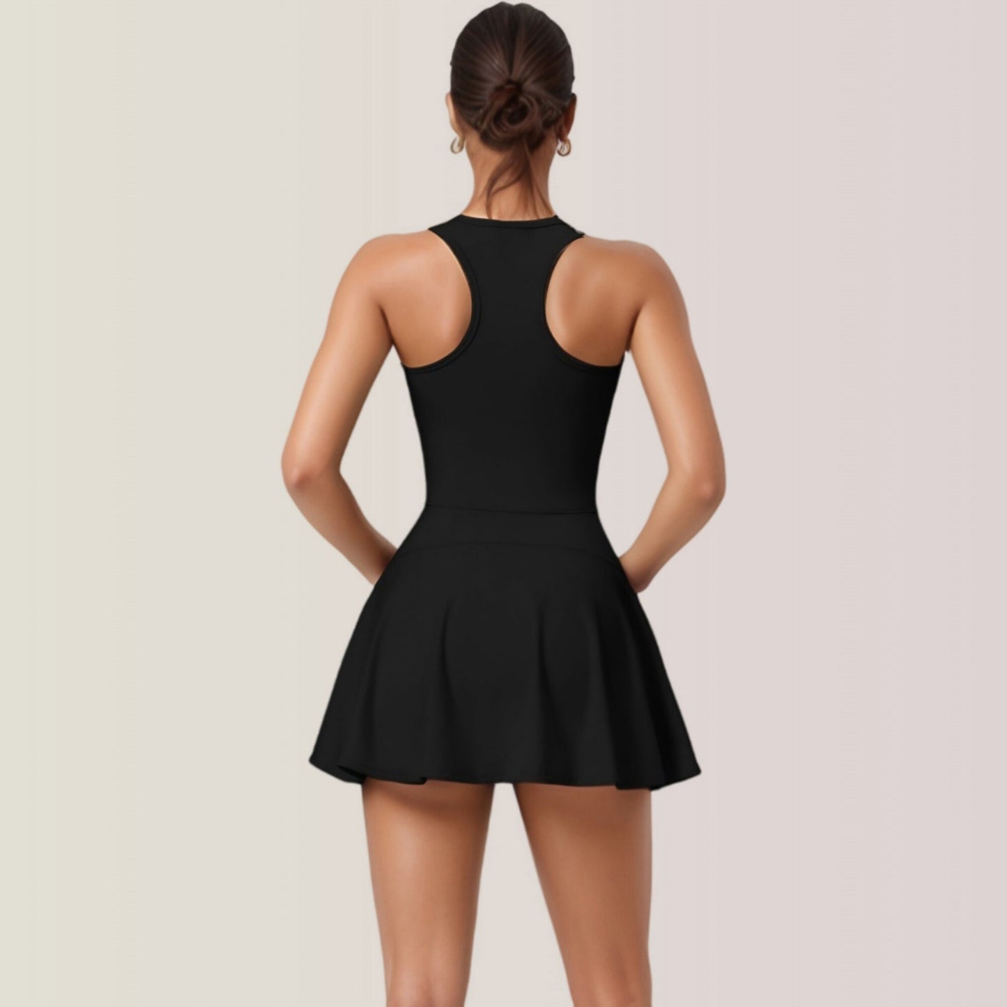 Activewear Romper with Skirt Overlay and Built-In Shorts Design