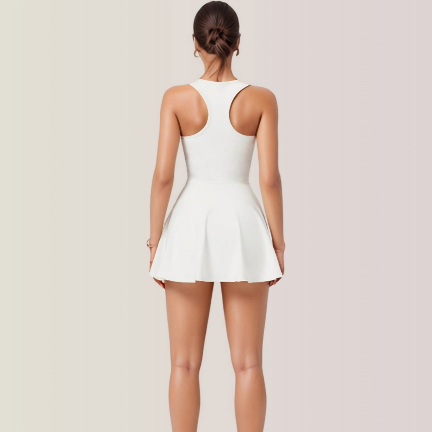 Activewear Romper with Skirt Overlay and Built-In Shorts Design