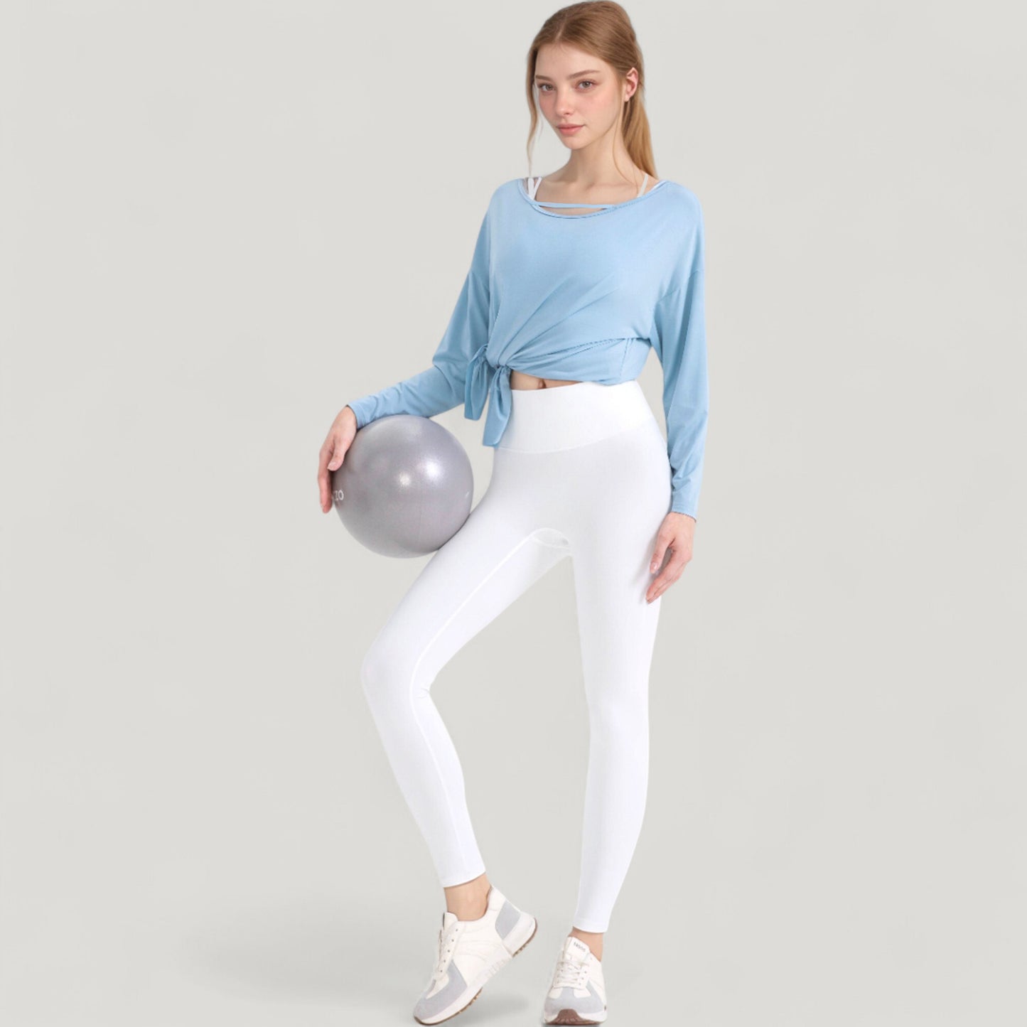 Long Sleeve Pullover Top with Cutout Scoop Neck and Side Slit Hem