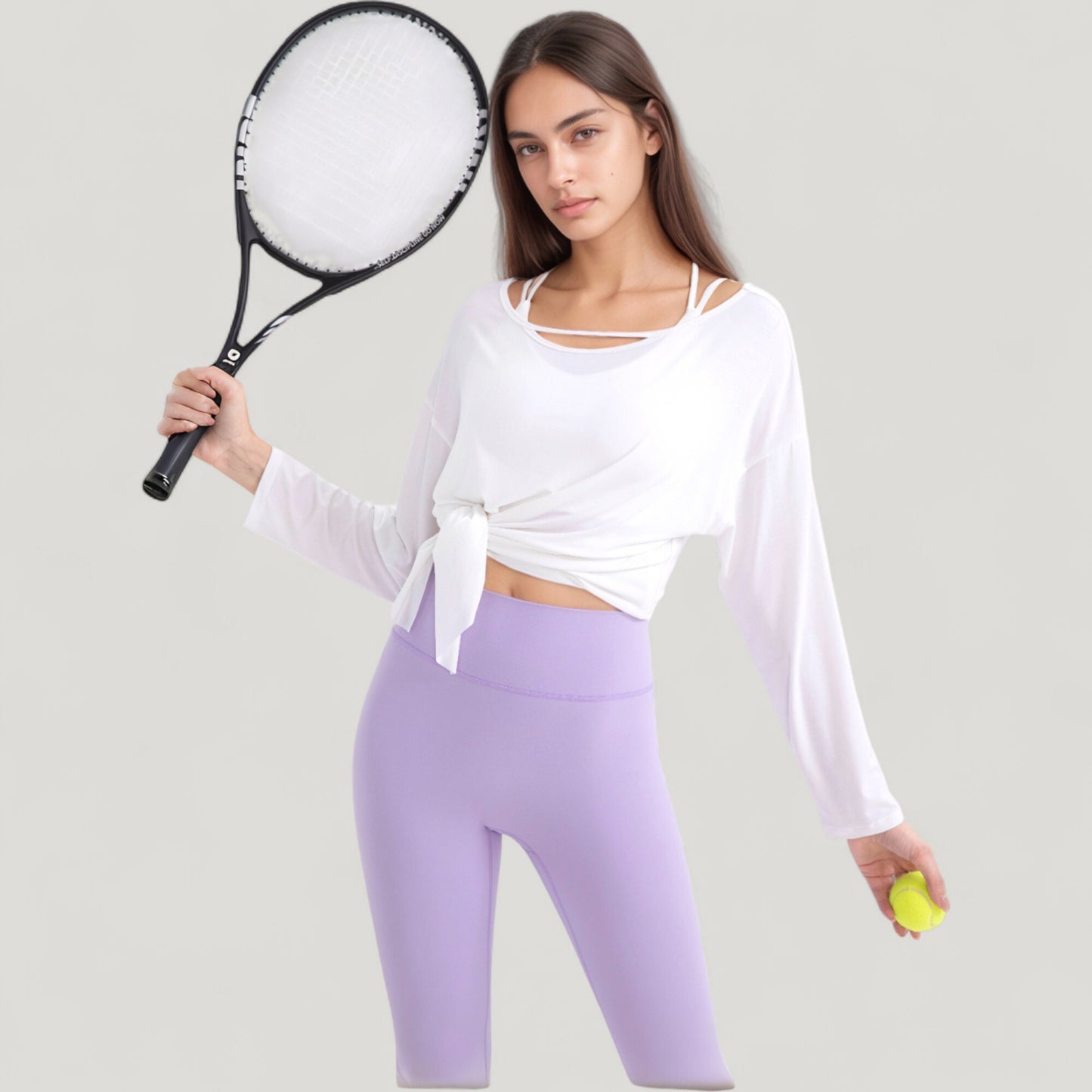 Long Sleeve Pullover Top with Cutout Scoop Neck and Side Slit Hem