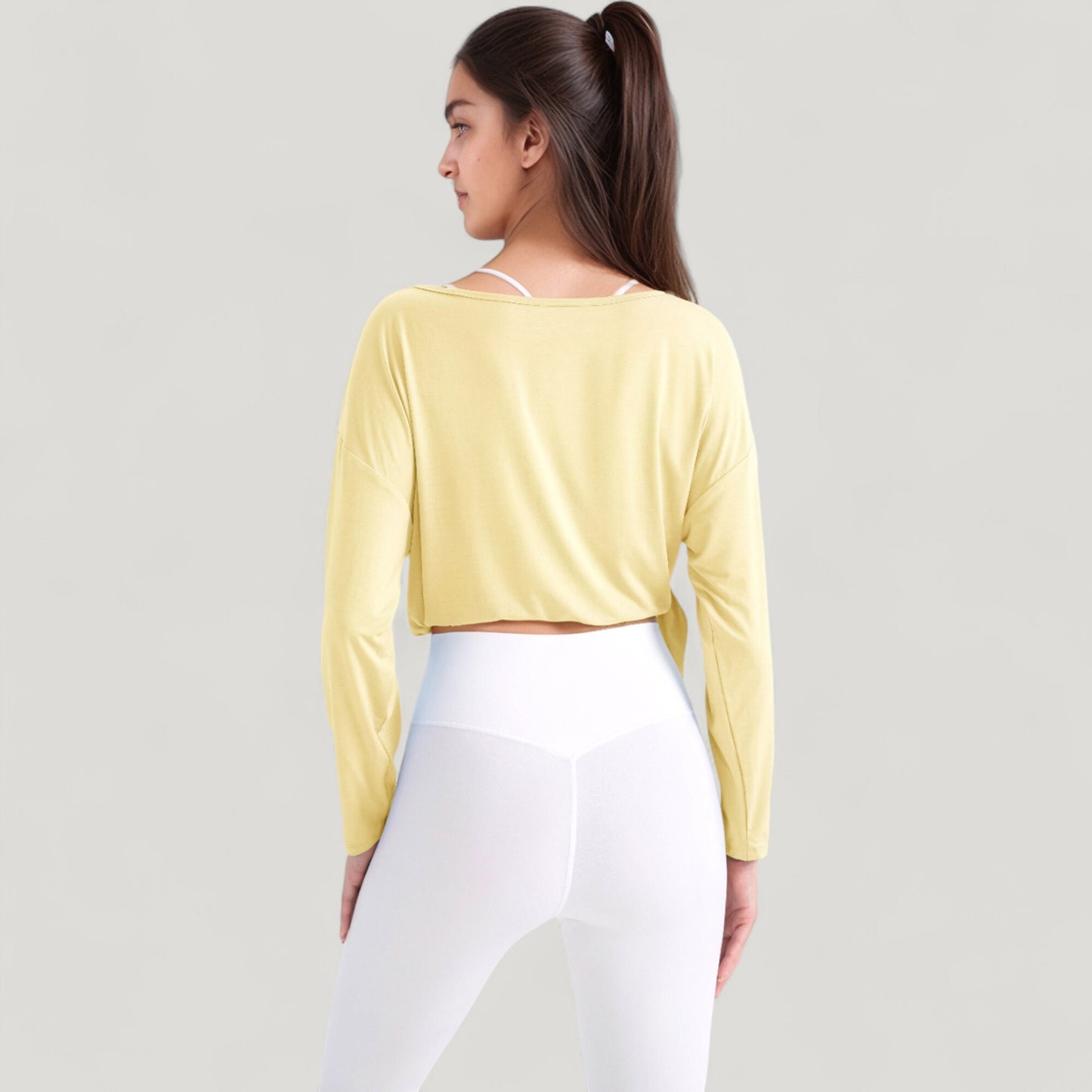 Long Sleeve Pullover Top with Cutout Scoop Neck and Side Slit Hem