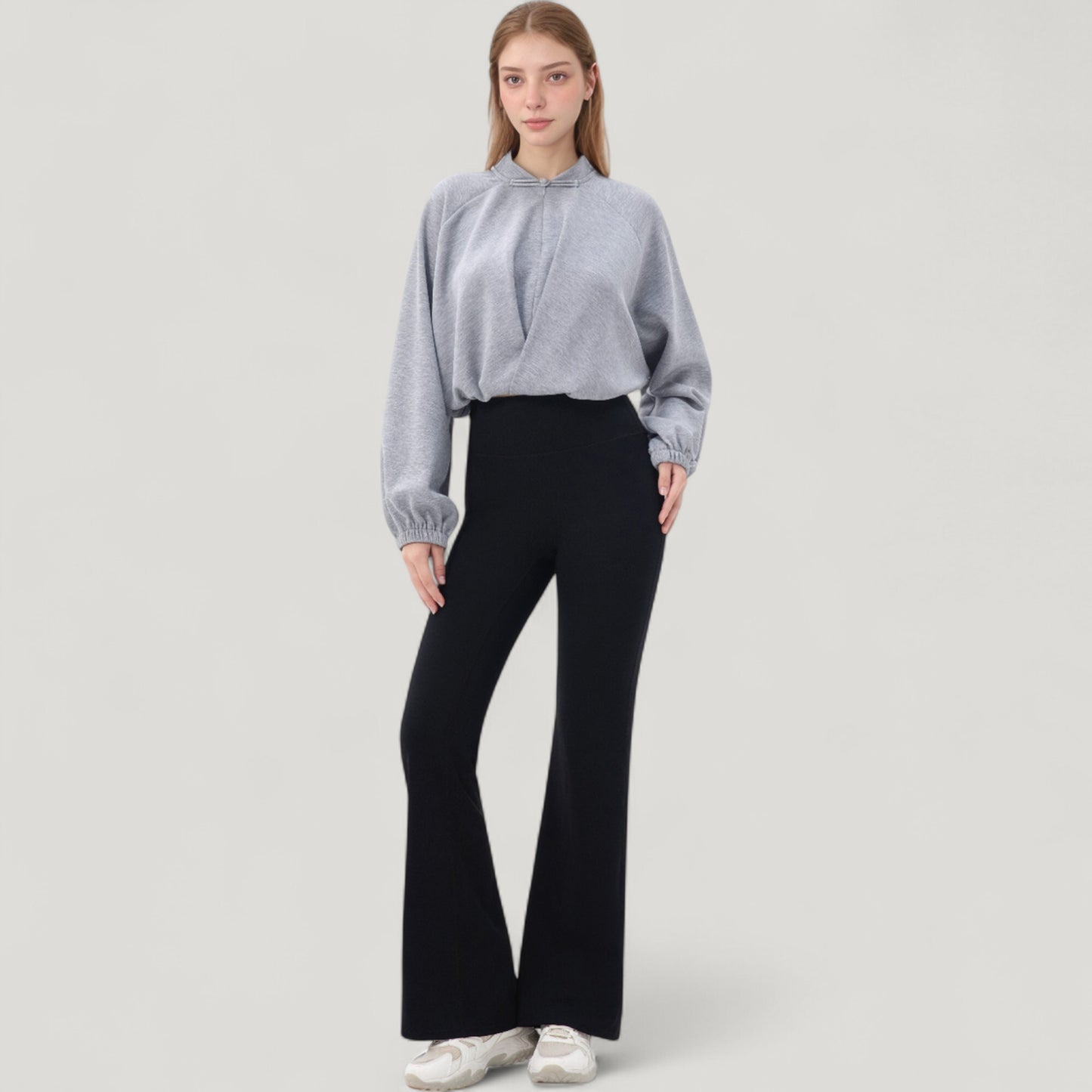 Long Sleeve Woven Lounge Top with Half Zip Front, Elastic Hem, and Relaxed Draped Fit