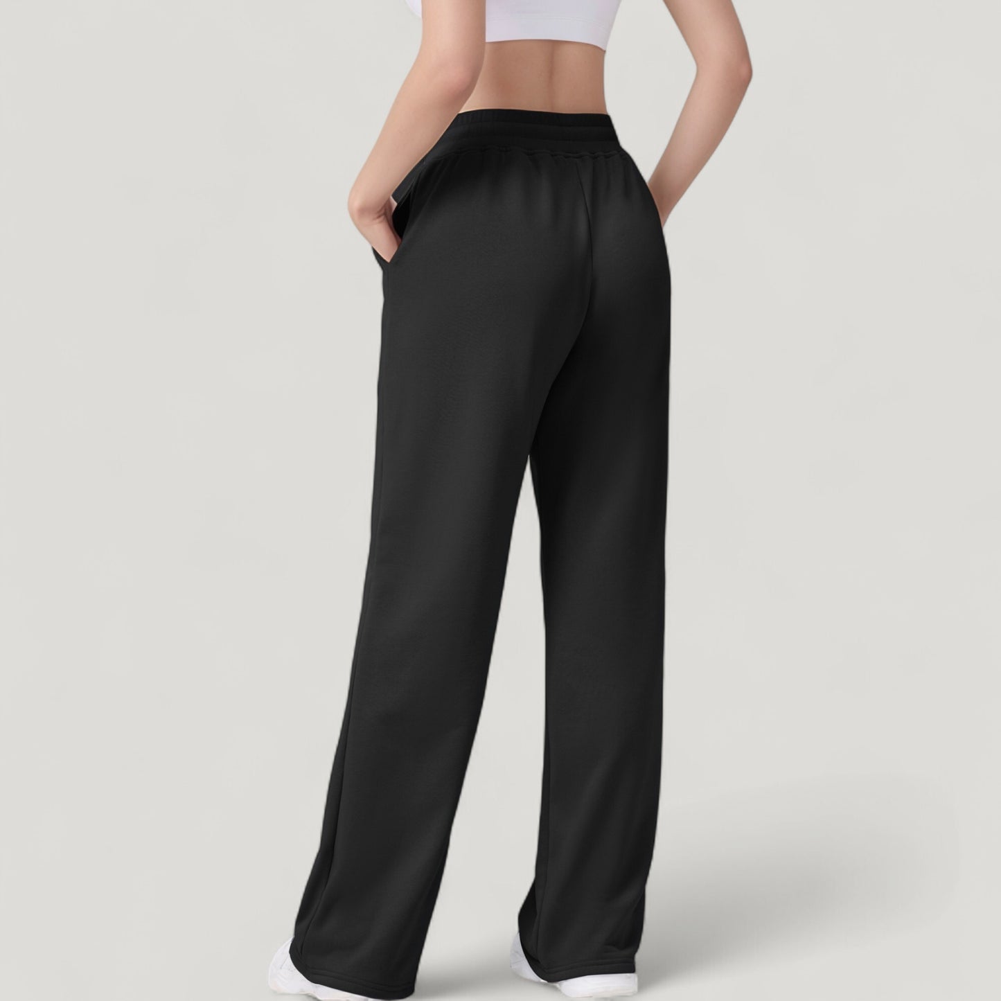 Wide Leg Lounge Pants with Elastic Waistband and Adjustable Drawstring Closure