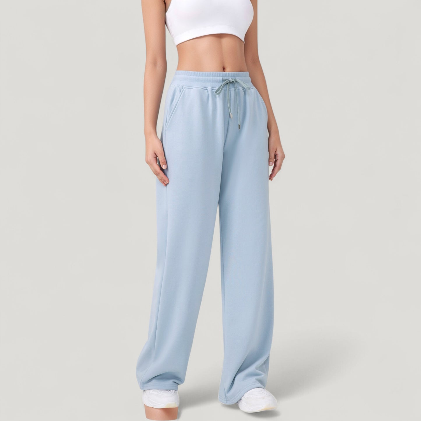 Wide Leg Lounge Pants with Elastic Waistband and Adjustable Drawstring Closure