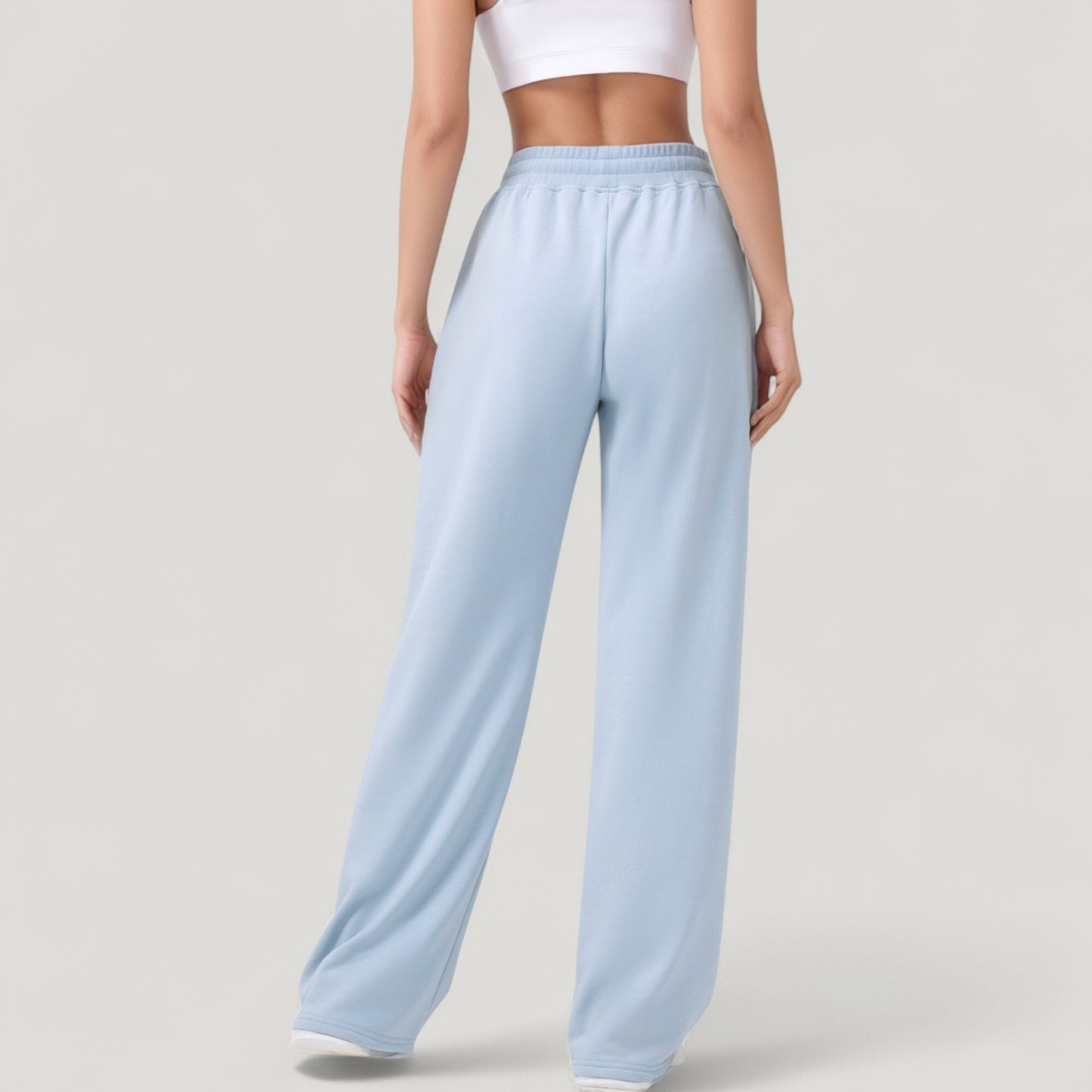 Wide Leg Lounge Pants with Elastic Waistband and Adjustable Drawstring Closure