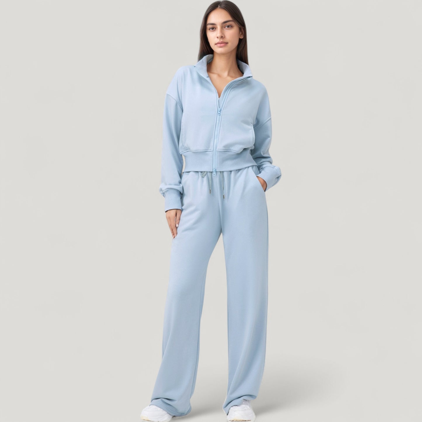 Wide Leg Lounge Pants with Elastic Waistband and Adjustable Drawstring Closure