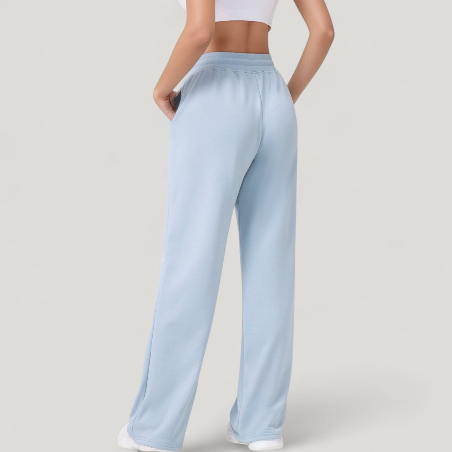 Wide Leg Lounge Pants with Elastic Waistband and Adjustable Drawstring Closure