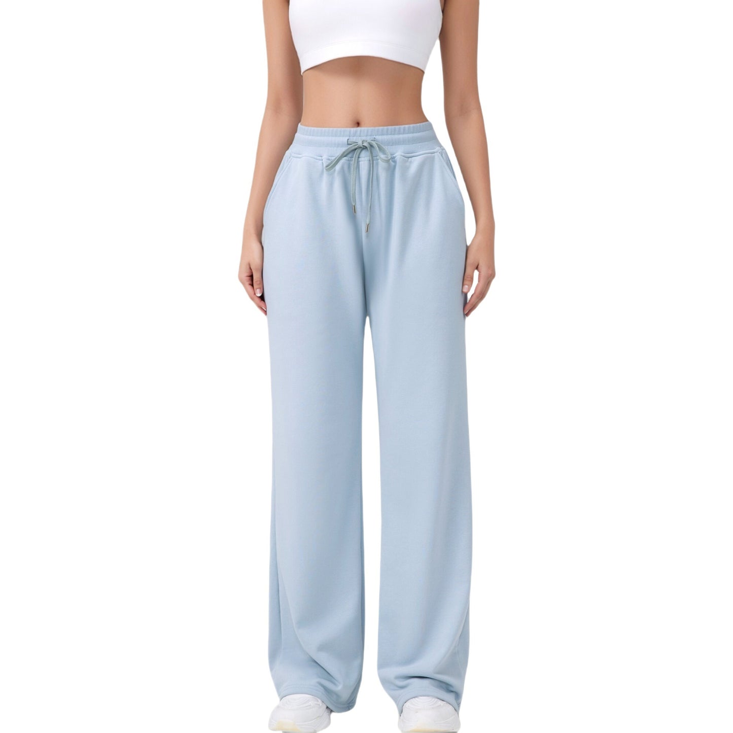 Wide Leg Lounge Pants with Elastic Waistband and Adjustable Drawstring Closure
