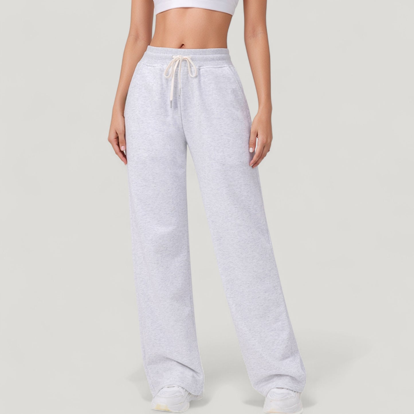 Wide Leg Lounge Pants with Elastic Waistband and Adjustable Drawstring Closure