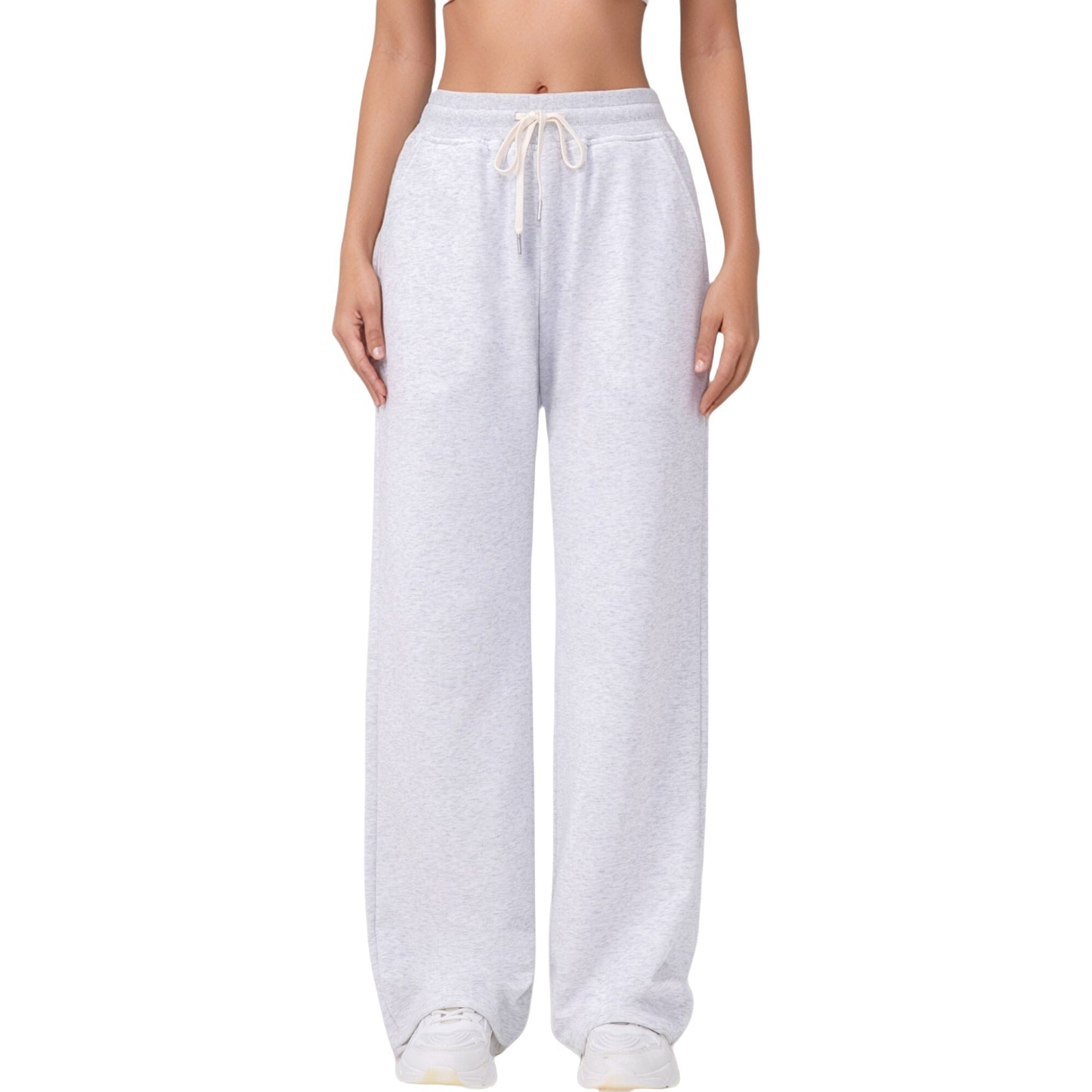 Wide Leg Lounge Pants with Elastic Waistband and Adjustable Drawstring Closure