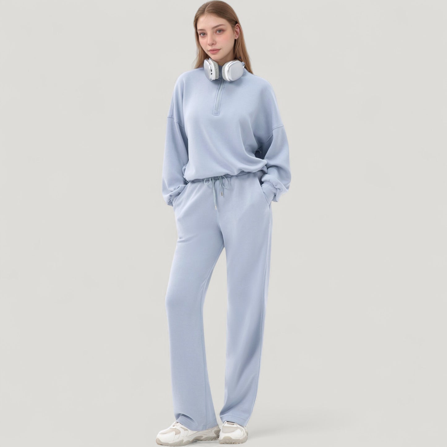 Wide Leg Lounge Pants with Elastic Drawstring Waist