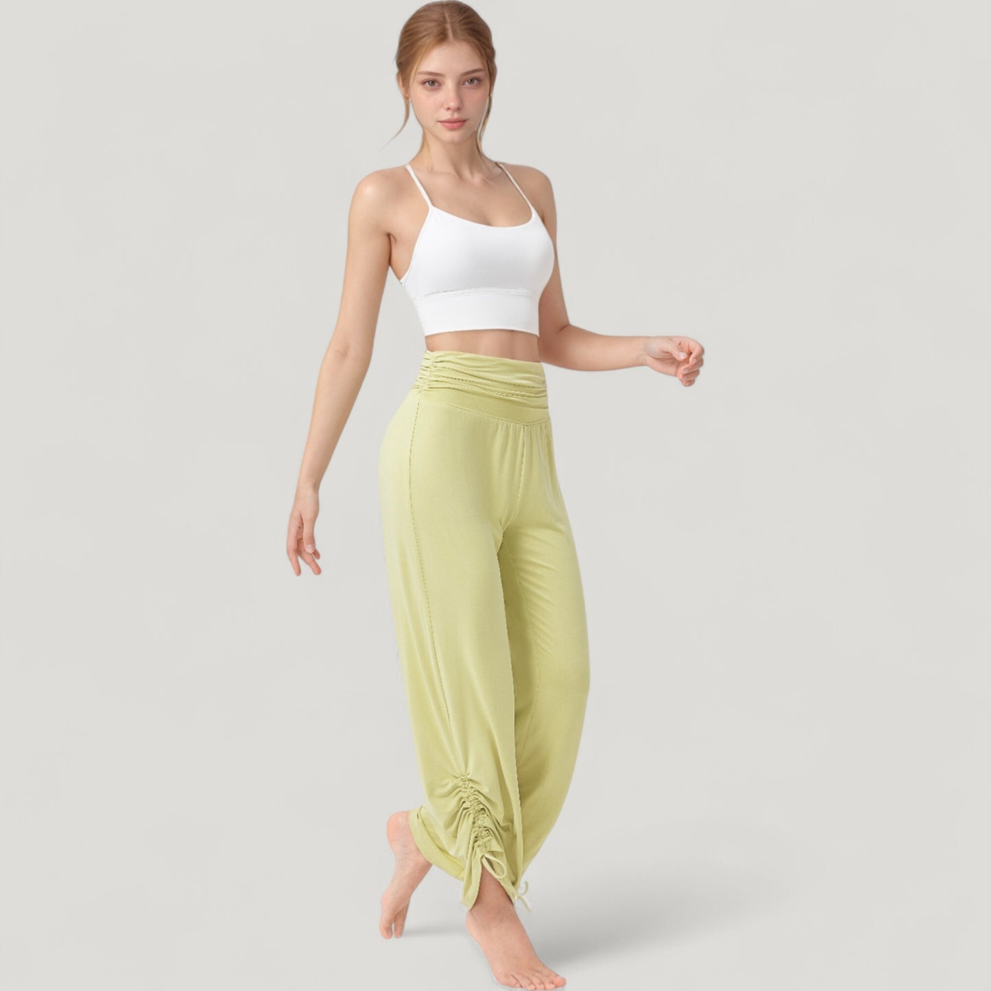 Wide Leg Lounge Pants with Fold Over Waistband and Adjustable Drawstring Hem