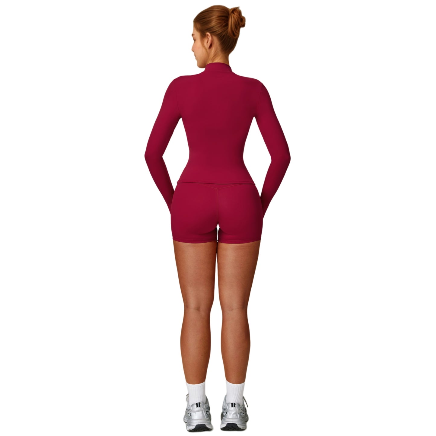 Long Sleeve Zip-Up Athletic Jacket with Thumbholes and High Neckline