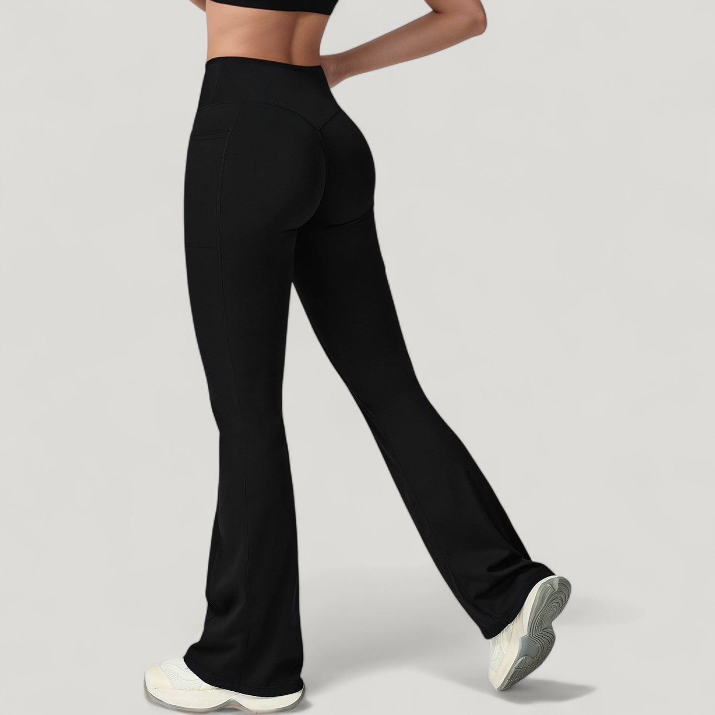 Crossover Waist Flare Lounge Pants in Soft Woven Fabric with Relaxed Fit and Streamlined Silhouette