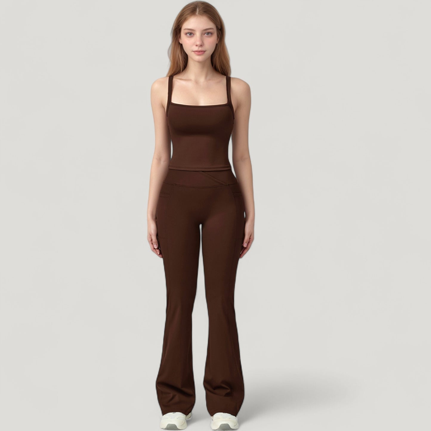 Crossover Waist Flare Lounge Pants in Soft Woven Fabric with Relaxed Fit and Streamlined Silhouette