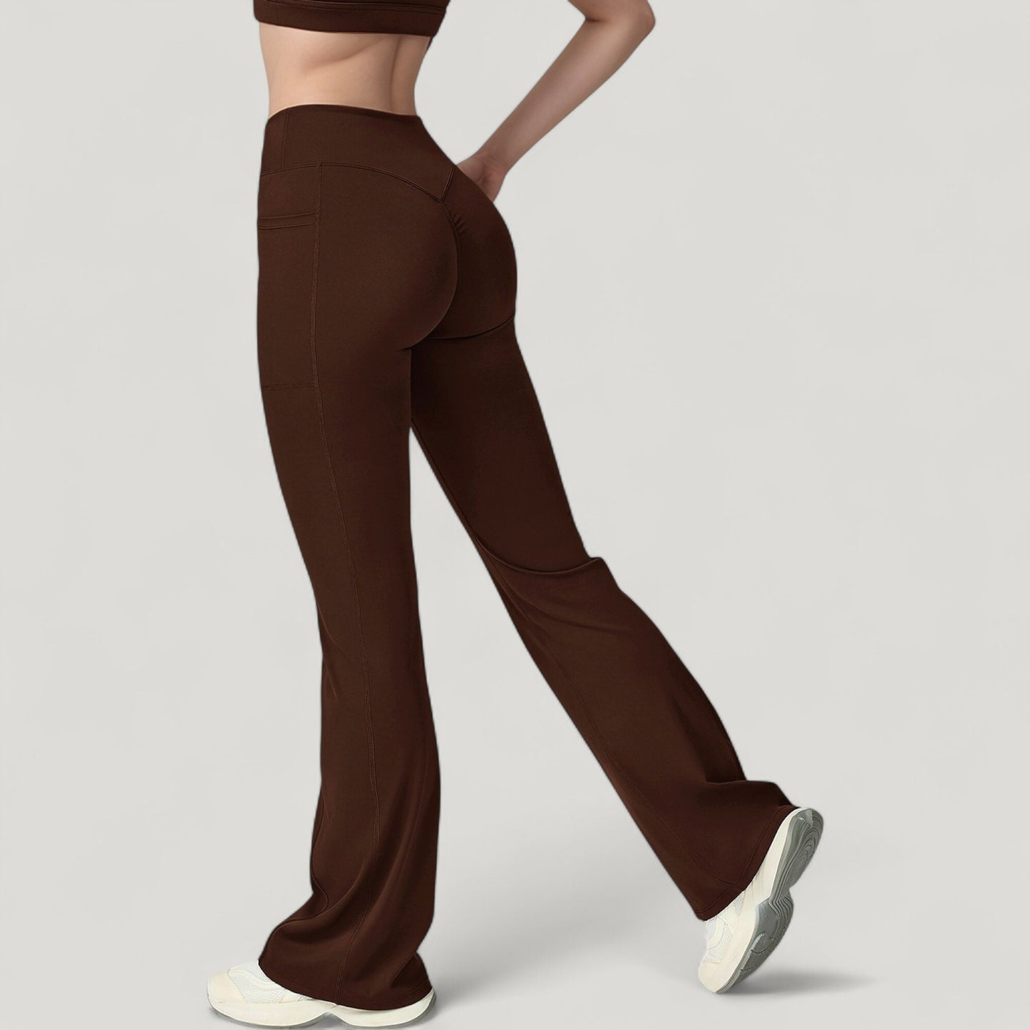 Crossover Waist Flare Lounge Pants in Soft Woven Fabric with Relaxed Fit and Streamlined Silhouette
