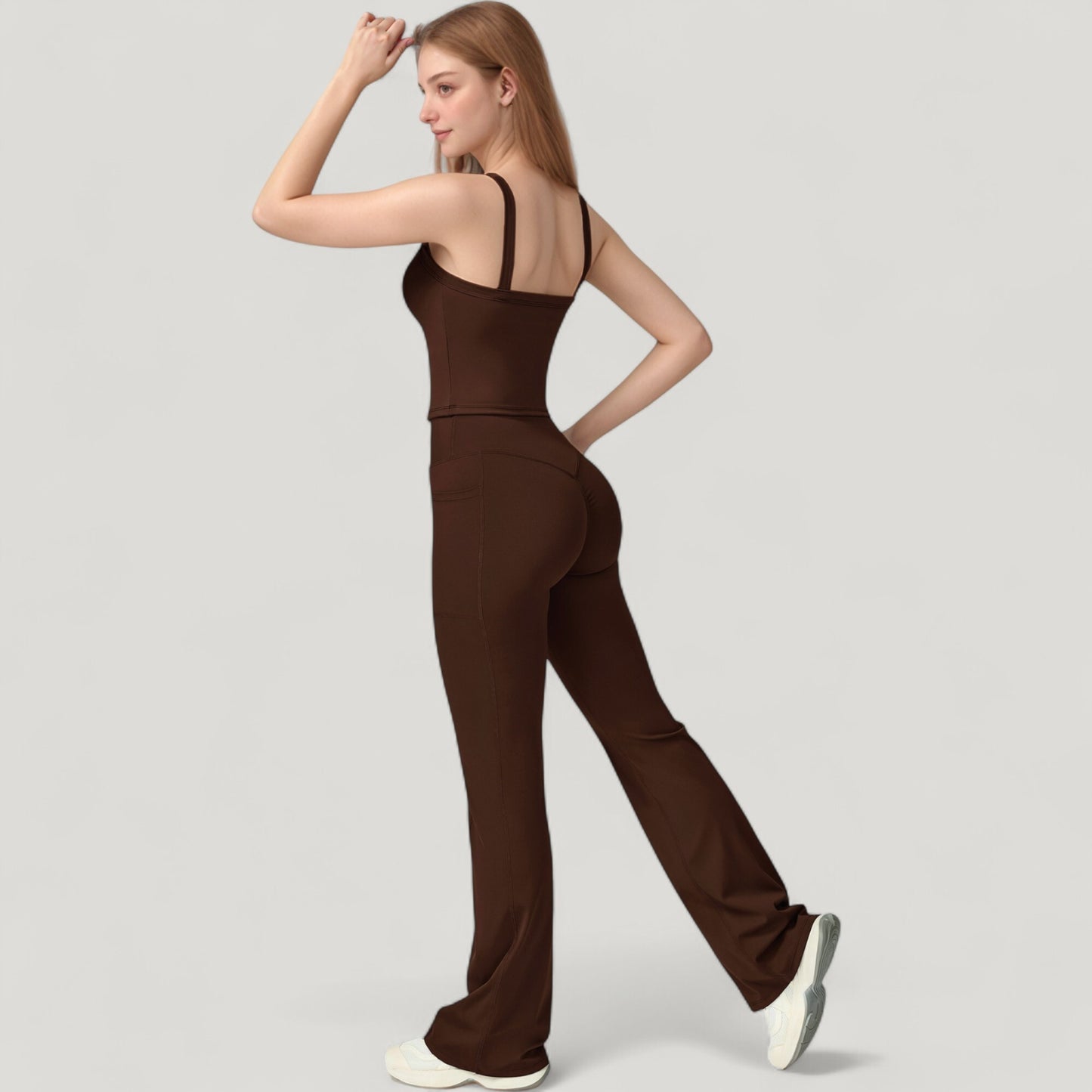 Crossover Waist Flare Lounge Pants in Soft Woven Fabric with Relaxed Fit and Streamlined Silhouette