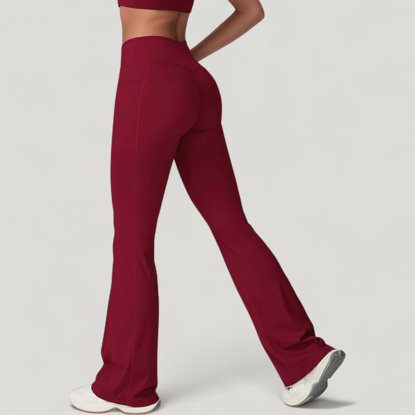 Crossover Waist Flare Lounge Pants in Soft Woven Fabric with Relaxed Fit and Streamlined Silhouette