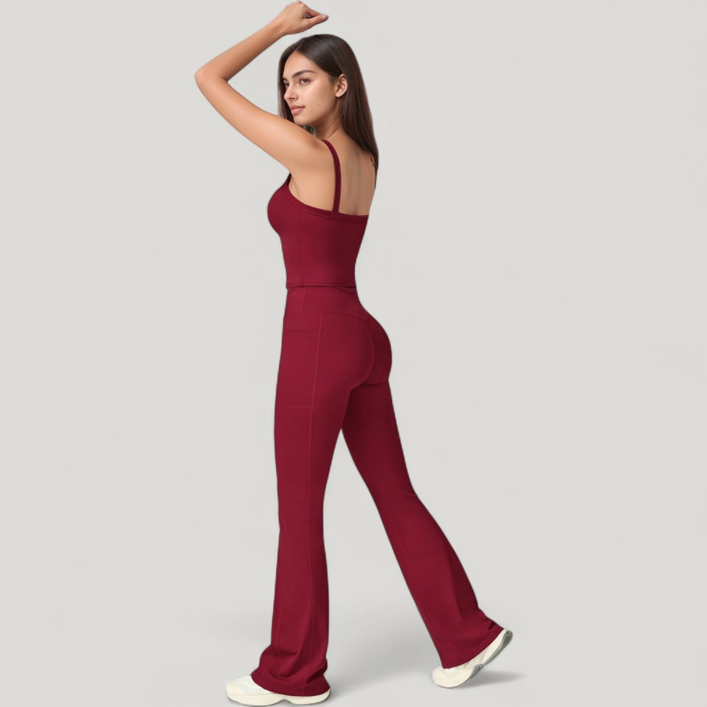 Crossover Waist Flare Lounge Pants in Soft Woven Fabric with Relaxed Fit and Streamlined Silhouette