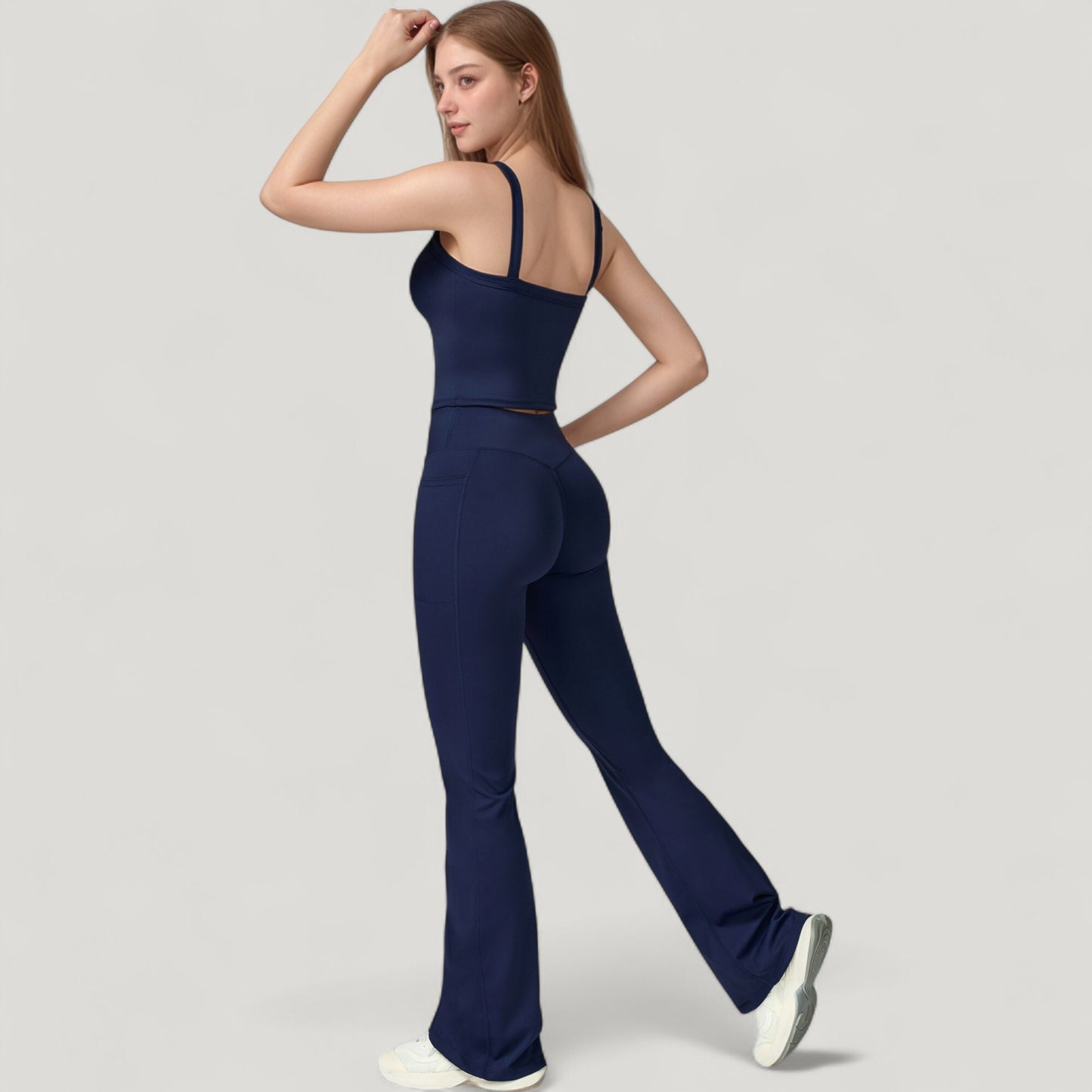 Crossover Waist Flare Lounge Pants in Soft Woven Fabric with Relaxed Fit and Streamlined Silhouette
