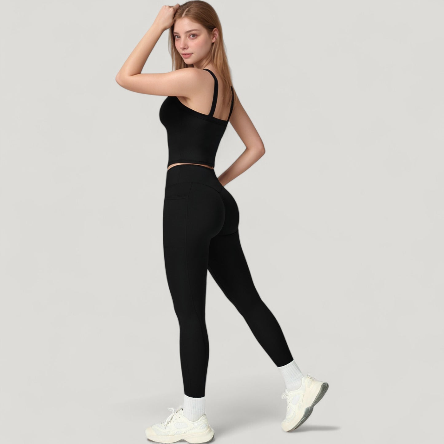 High Waist Crossover Lounge Leggings with Full Length Slim Fit and Flattering Waistband