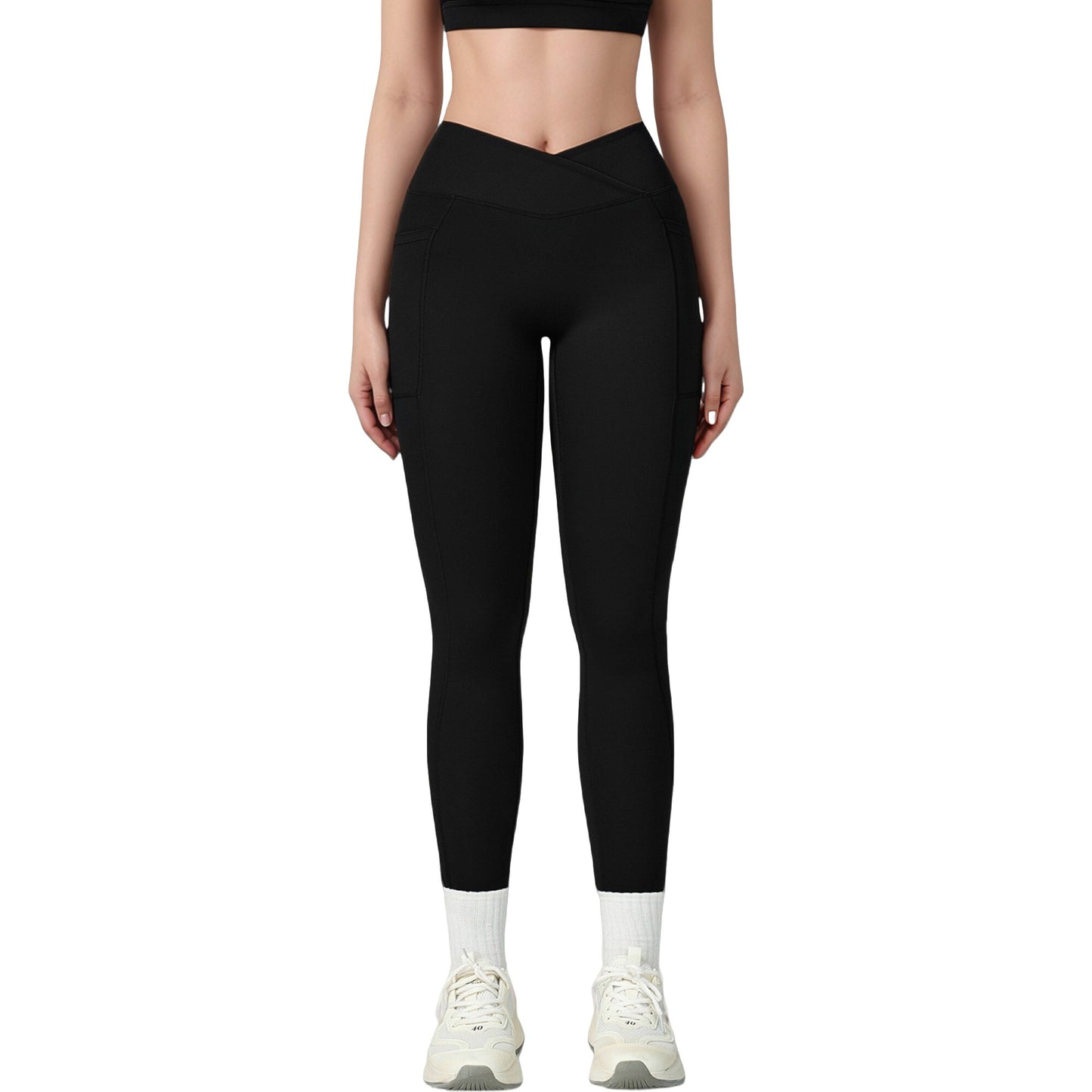 High Waist Crossover Lounge Leggings with Full Length Slim Fit and Flattering Waistband