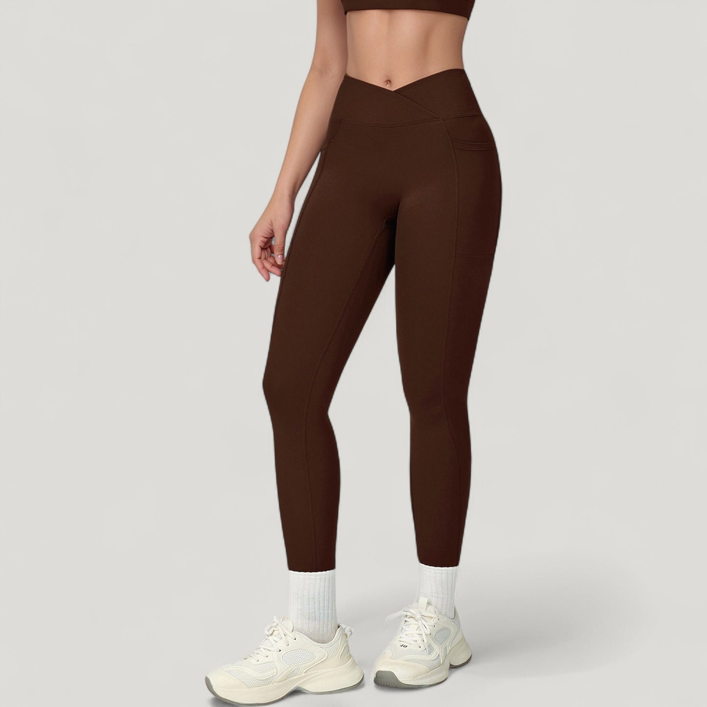 High Waist Crossover Lounge Leggings with Full Length Slim Fit and Flattering Waistband
