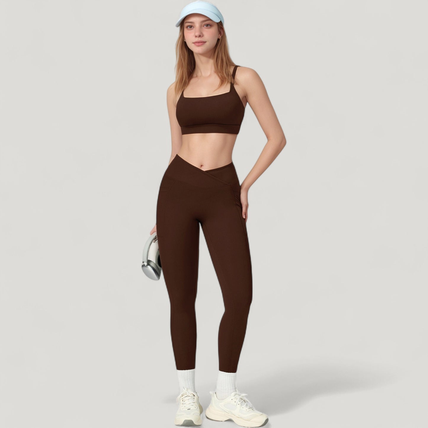 High Waist Crossover Lounge Leggings with Full Length Slim Fit and Flattering Waistband